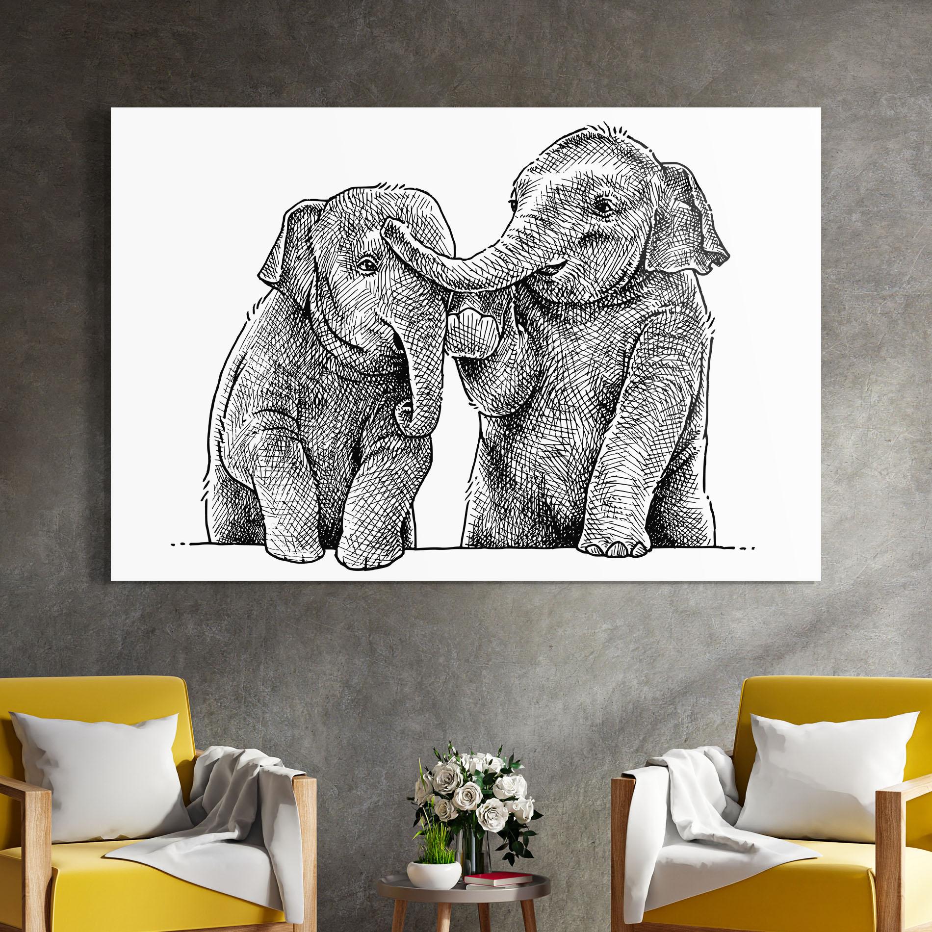 Glasbild Baby Elephants mockup 4