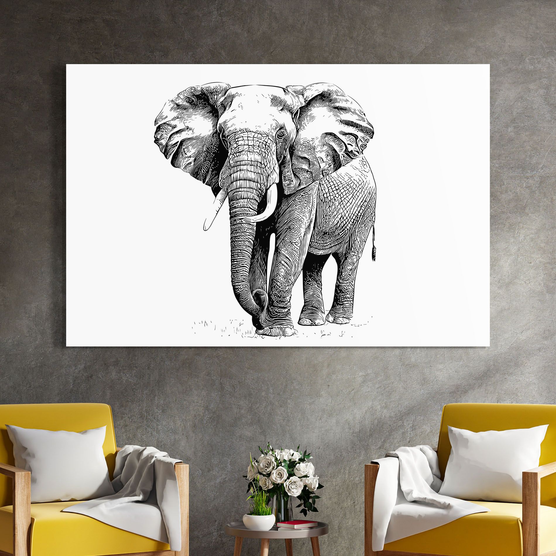 Black Lines Elephant mockup 4