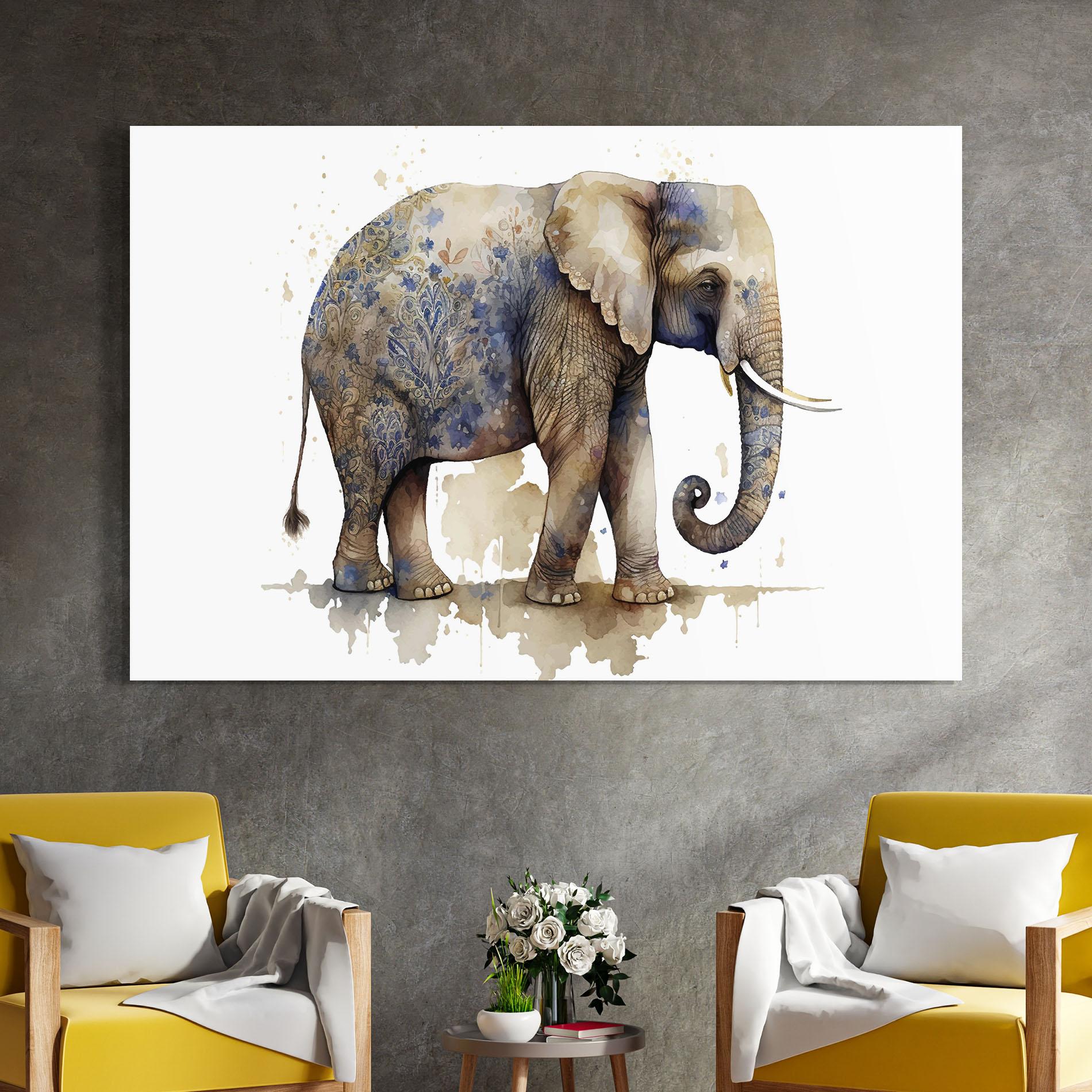 Glasbild Blue Grey Elephant mockup 4