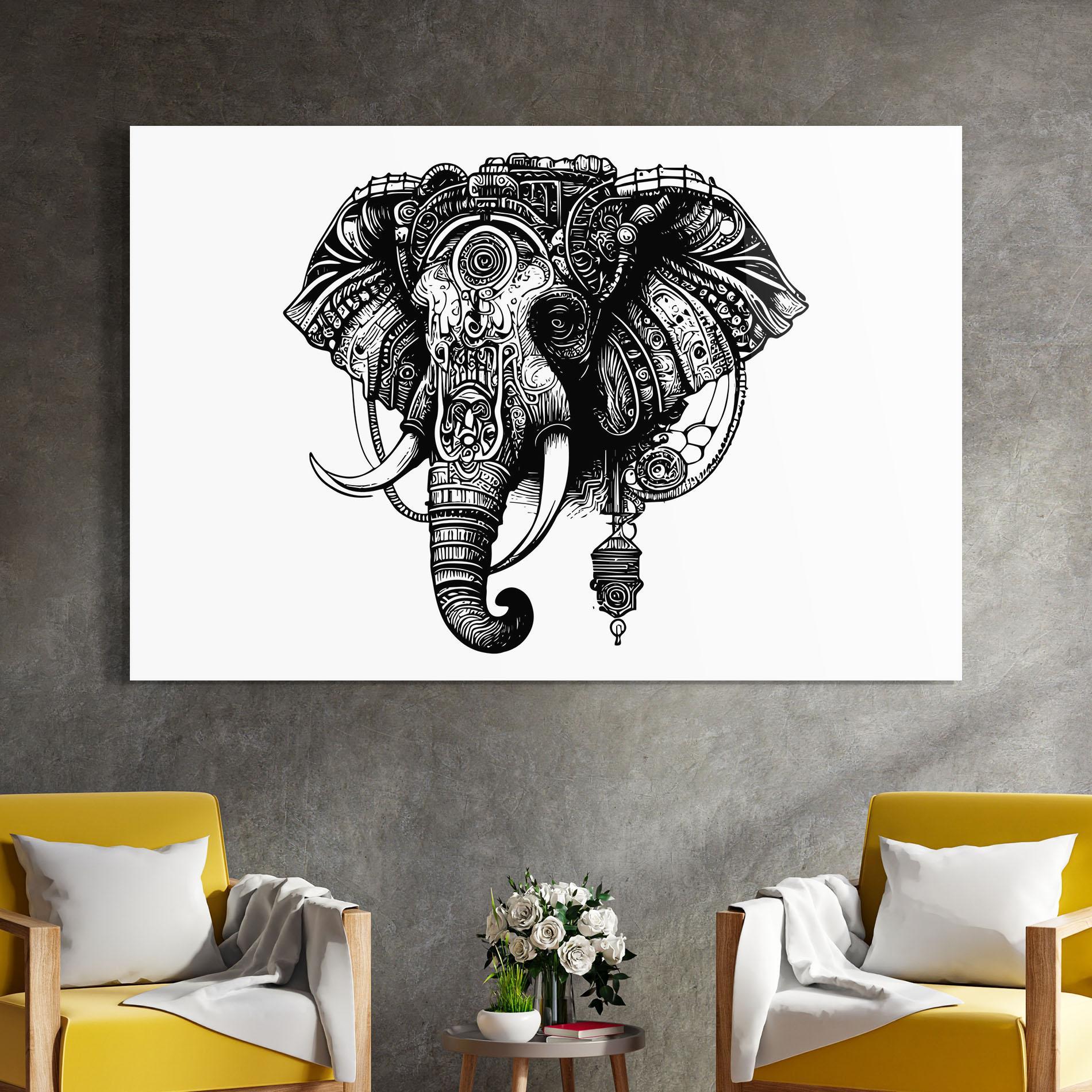 Glasbild Ehephant Head mockup 4