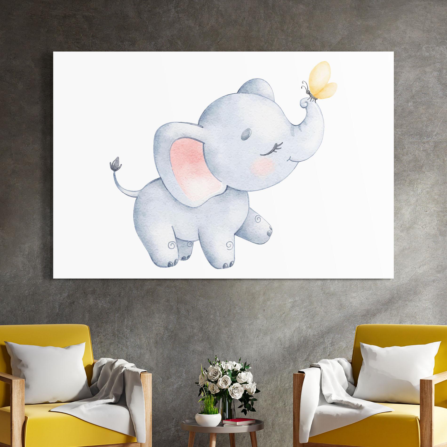 Glasbild Elephant Butterfly mockup 4