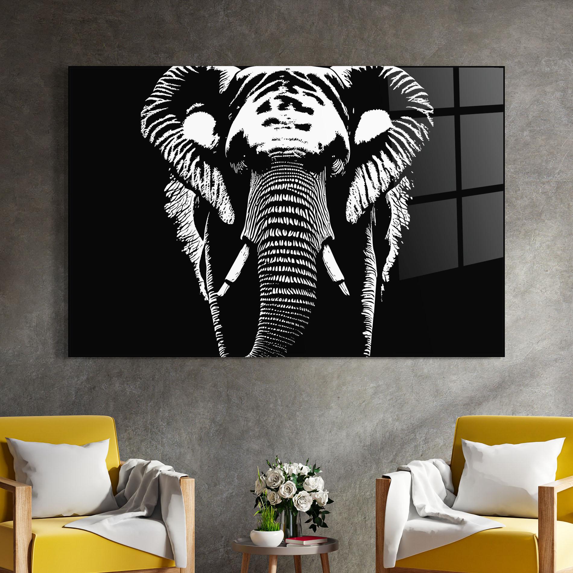 Glasbild Elephant Drawing mockup 4