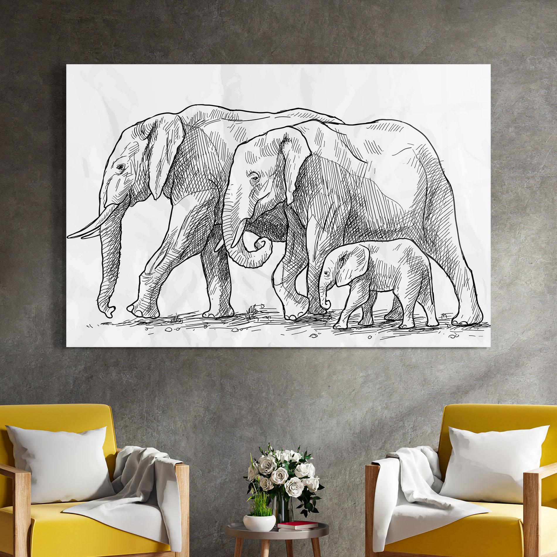 Glasbild Elephant Family mockup 4