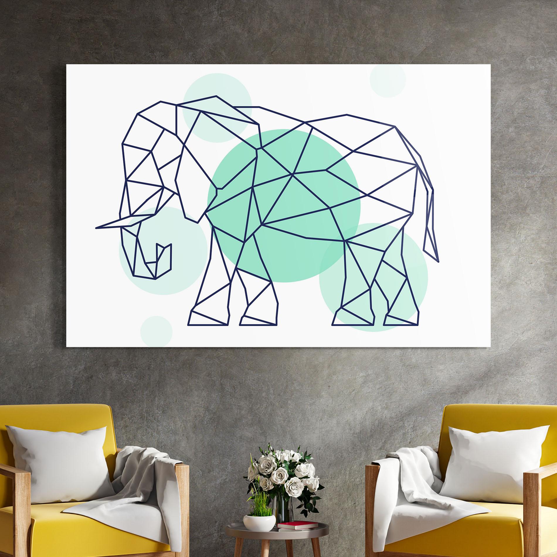 Glasbild Elephant Geometric mockup 4