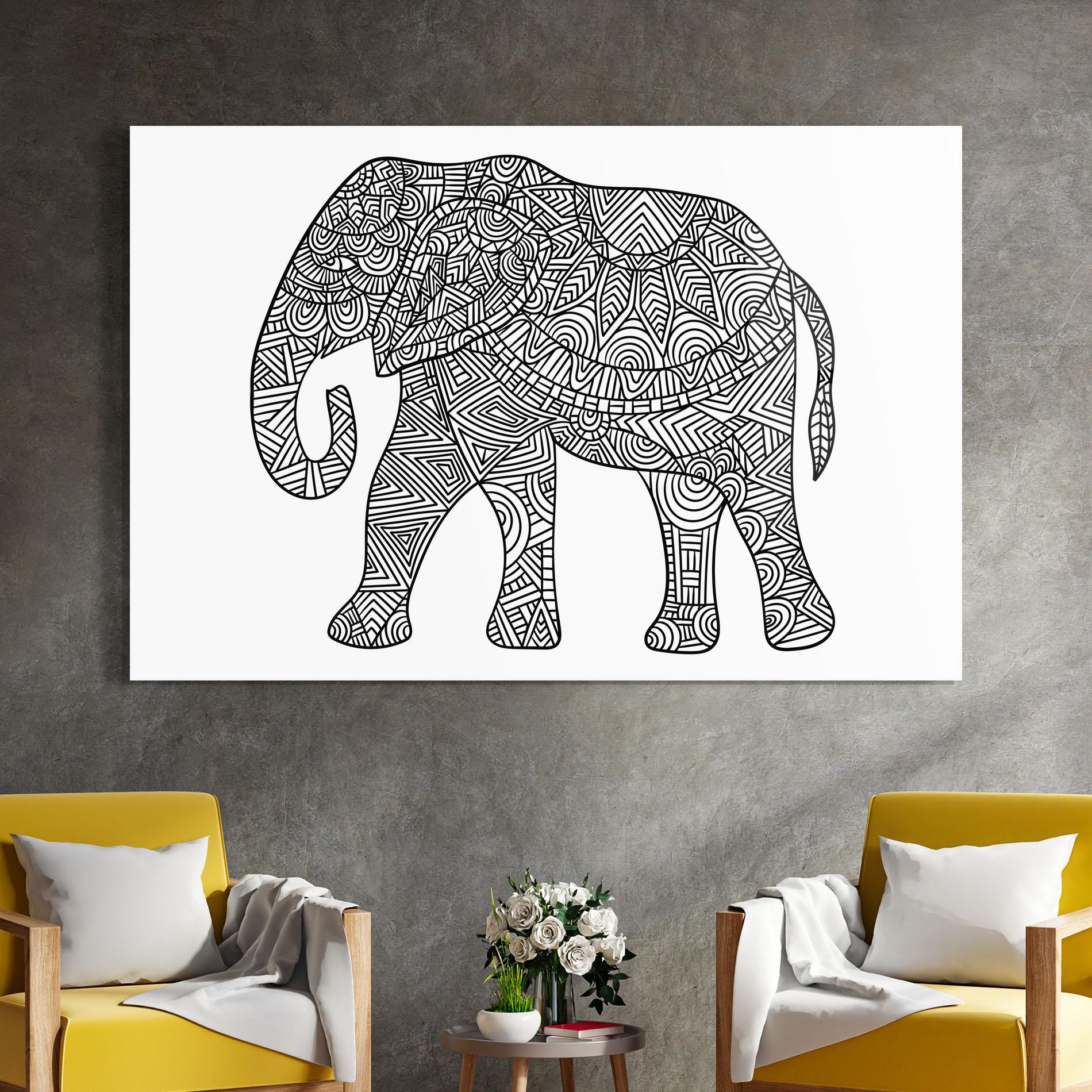 Glasbild Elephant Mandala mockup 4