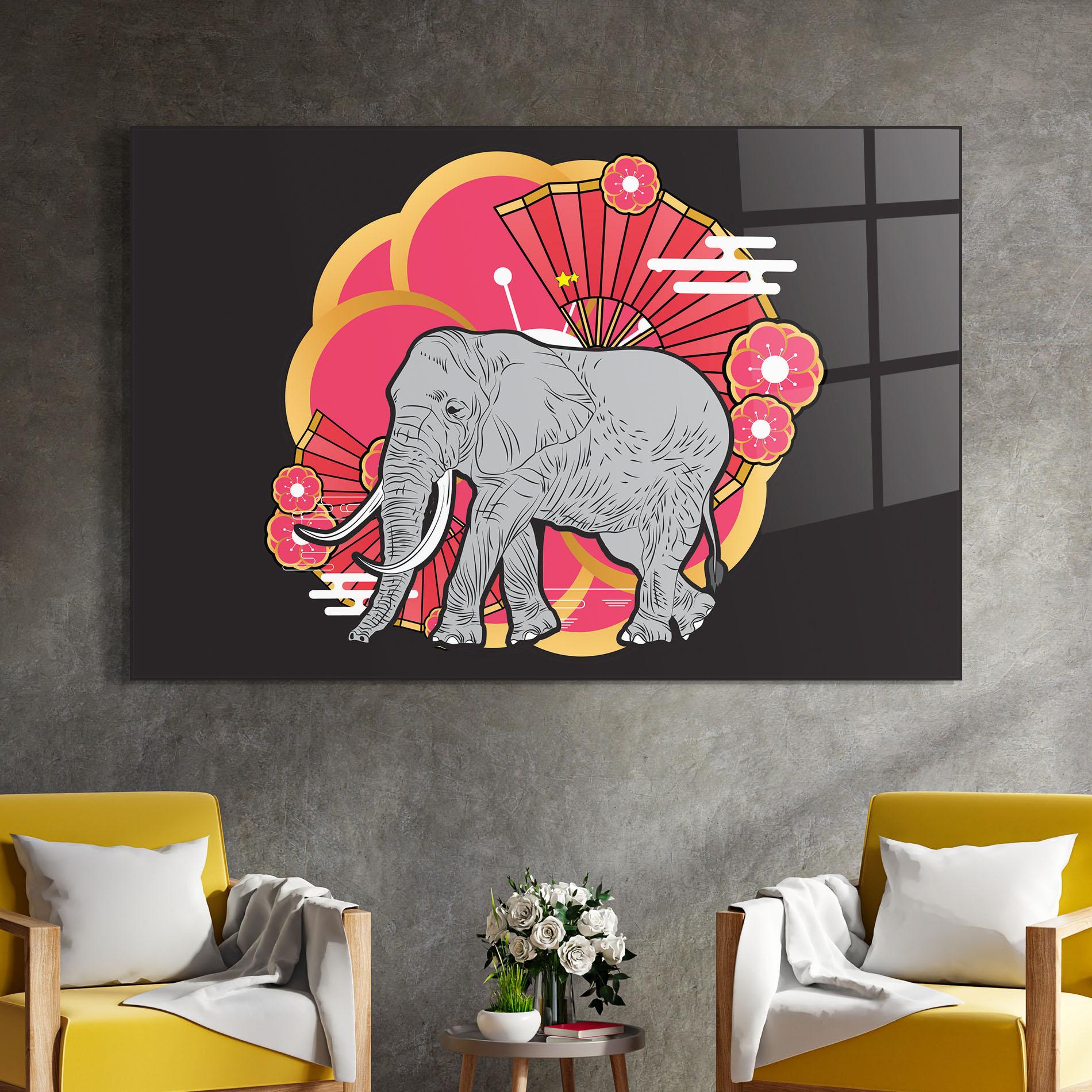 Glasbild Elephant On Pink mockup 4