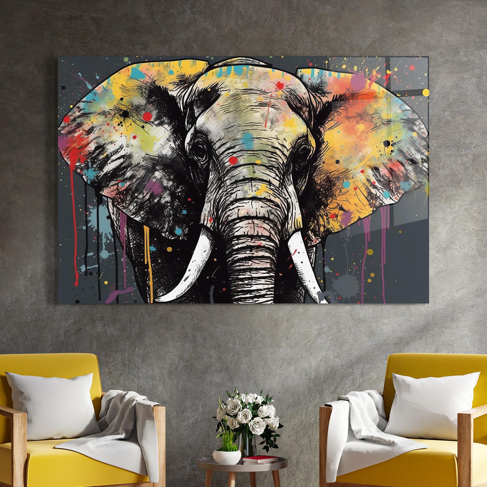 Glasbild Elephant Portrait Art mockup 4