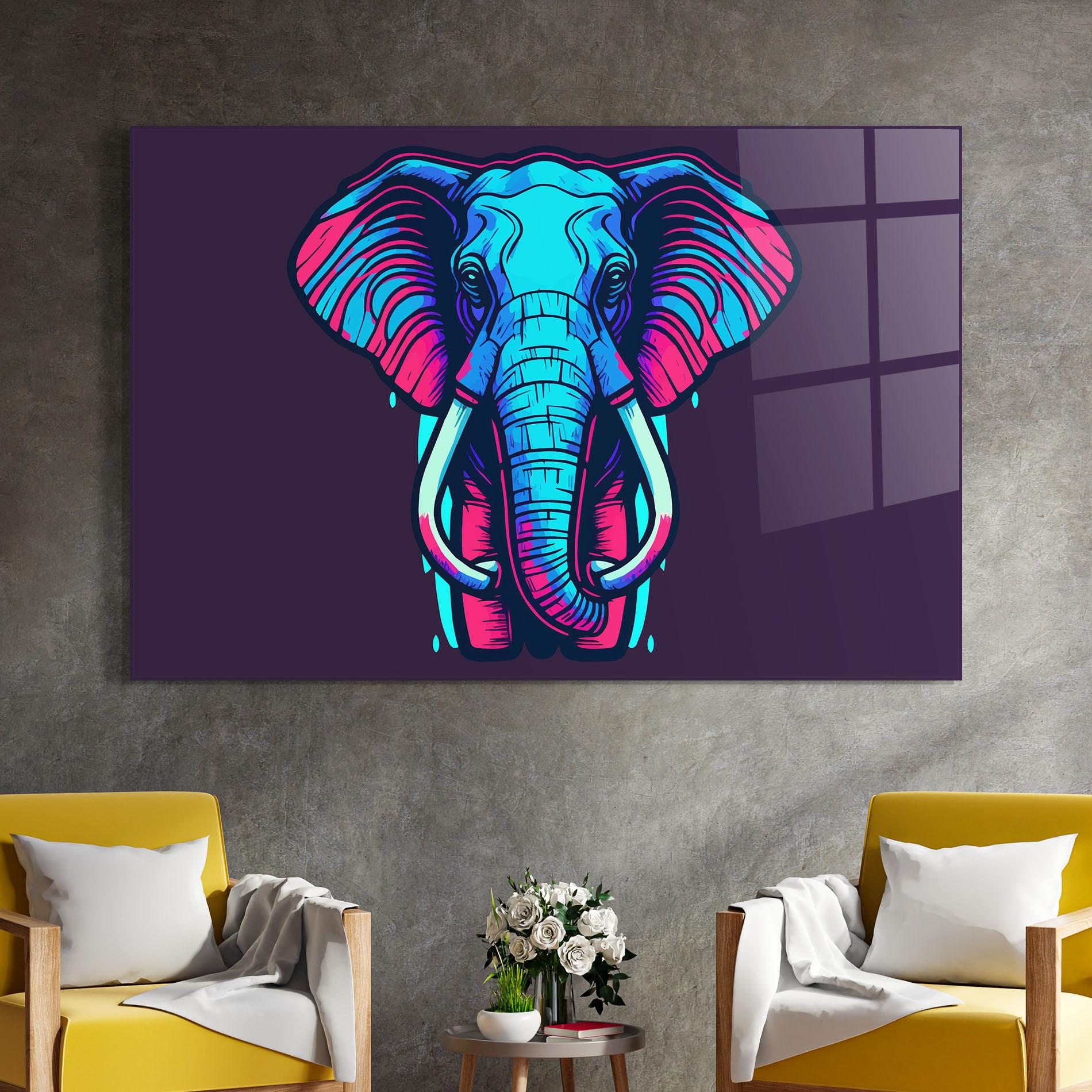 Glasbild Pink Blue Elephant mockup 4