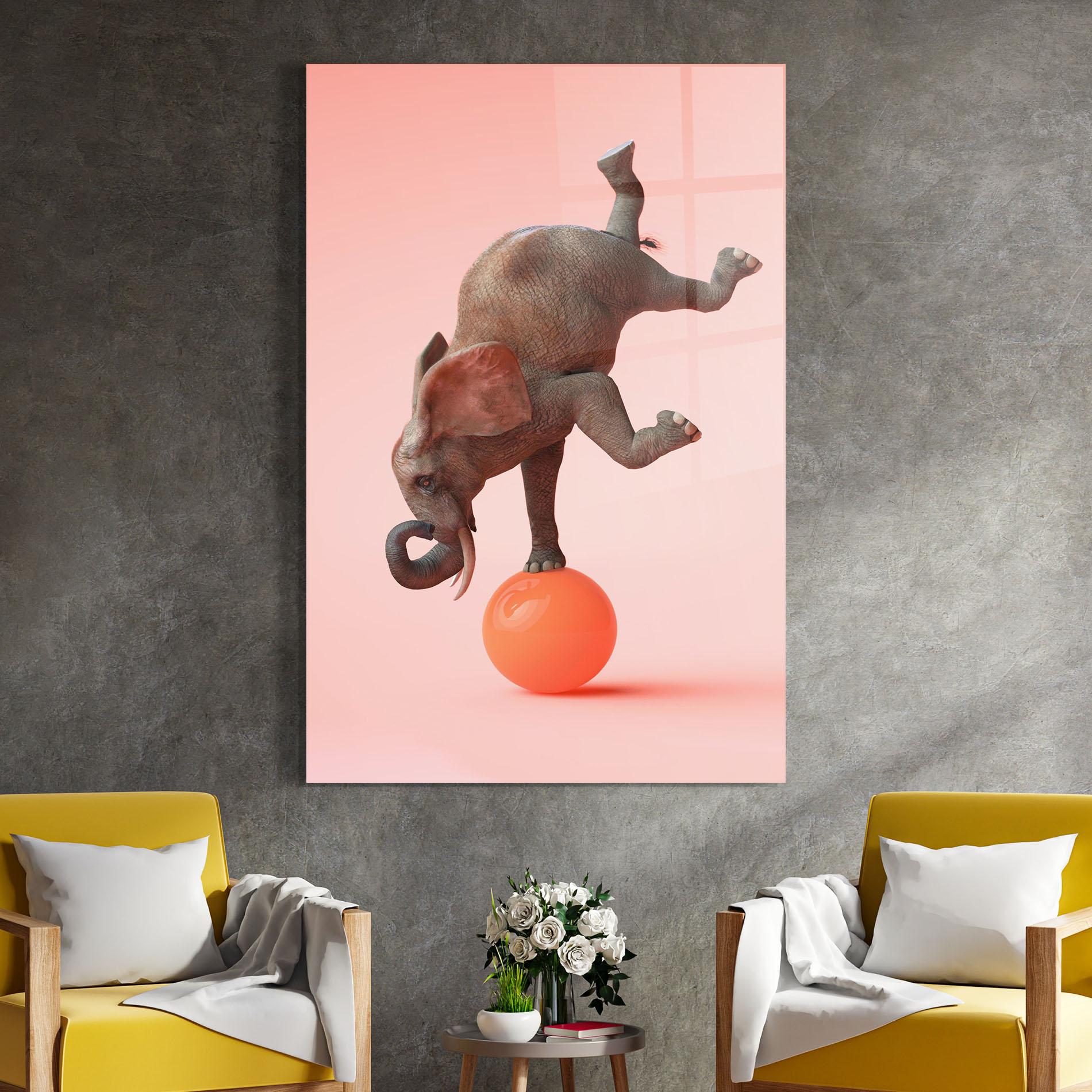 Glasbild Ball Elephant mockup 4