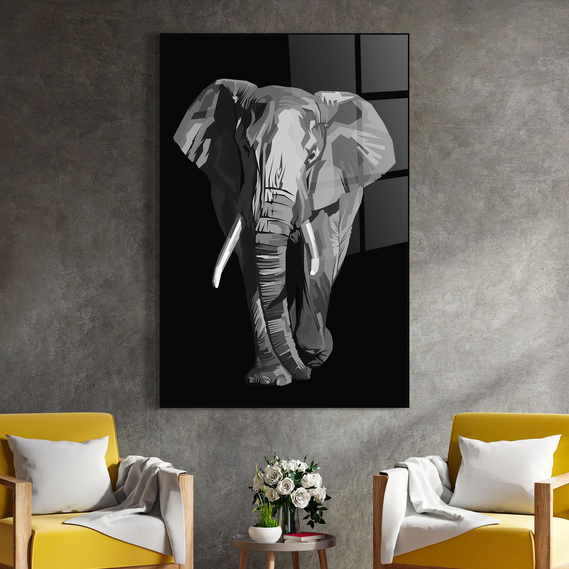 Glasbild Beautiful Grey Elephant mockup 4