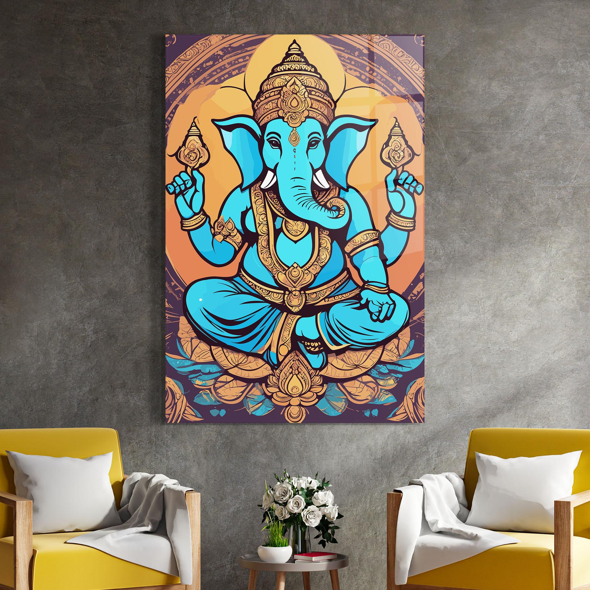 Glasbild Blue Elephant mockup 4