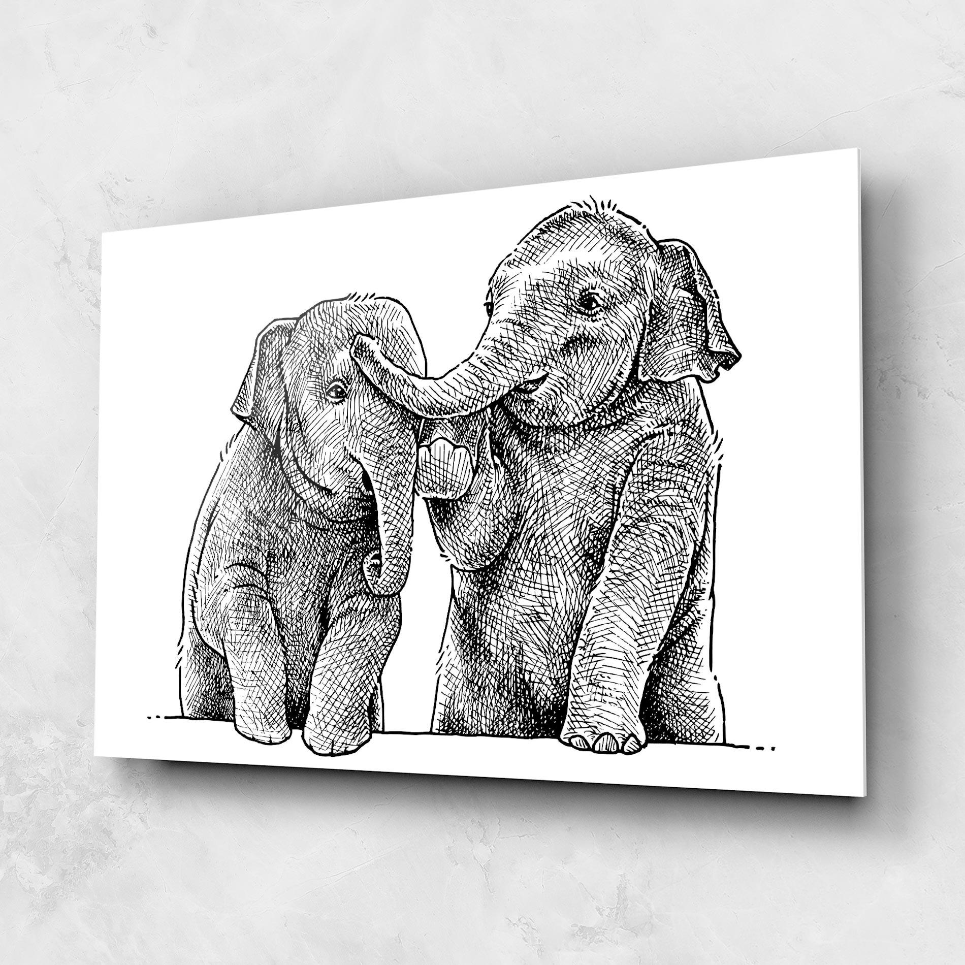 Glasbild Baby Elephants mockup 1