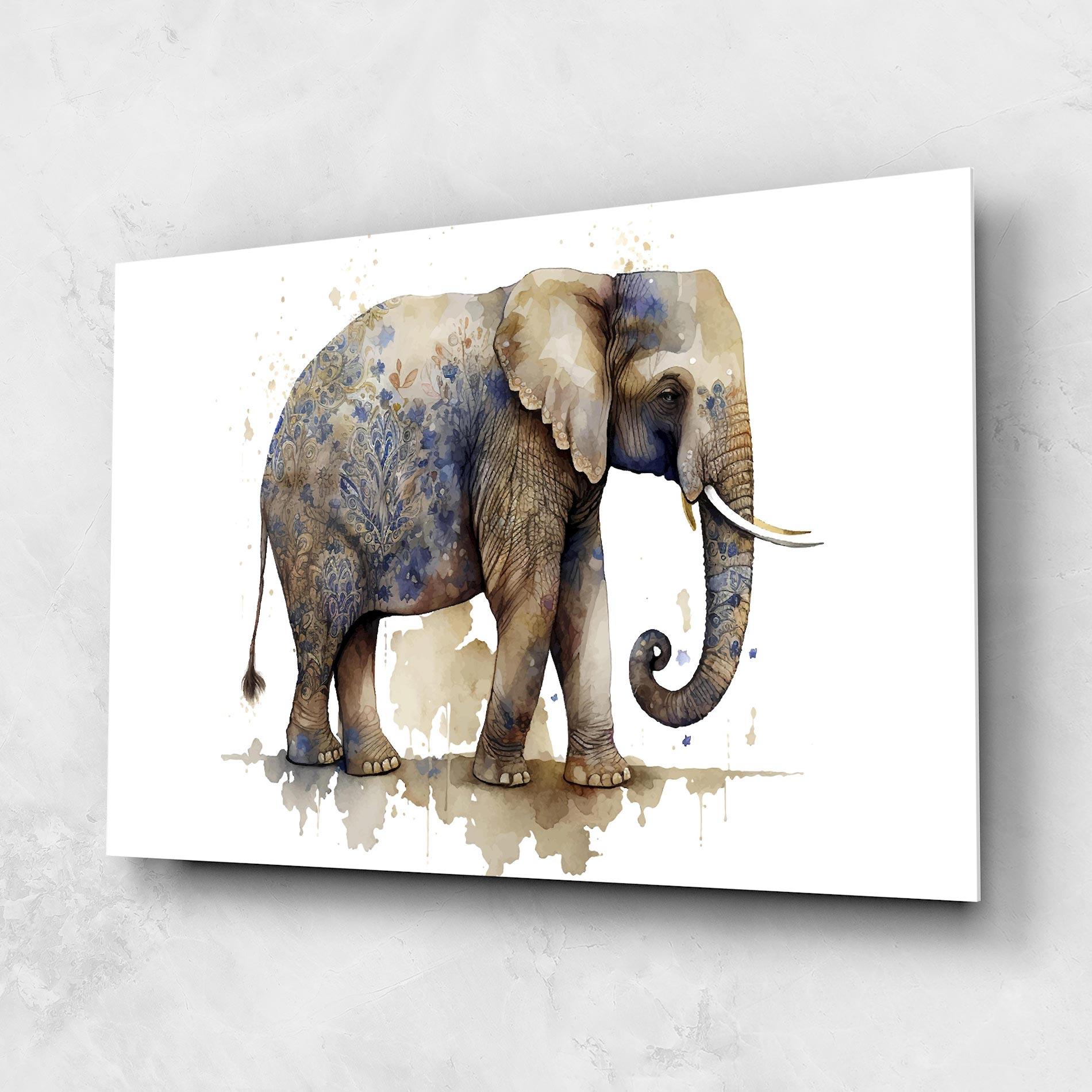 Glasbild Blue Grey Elephant mockup 1