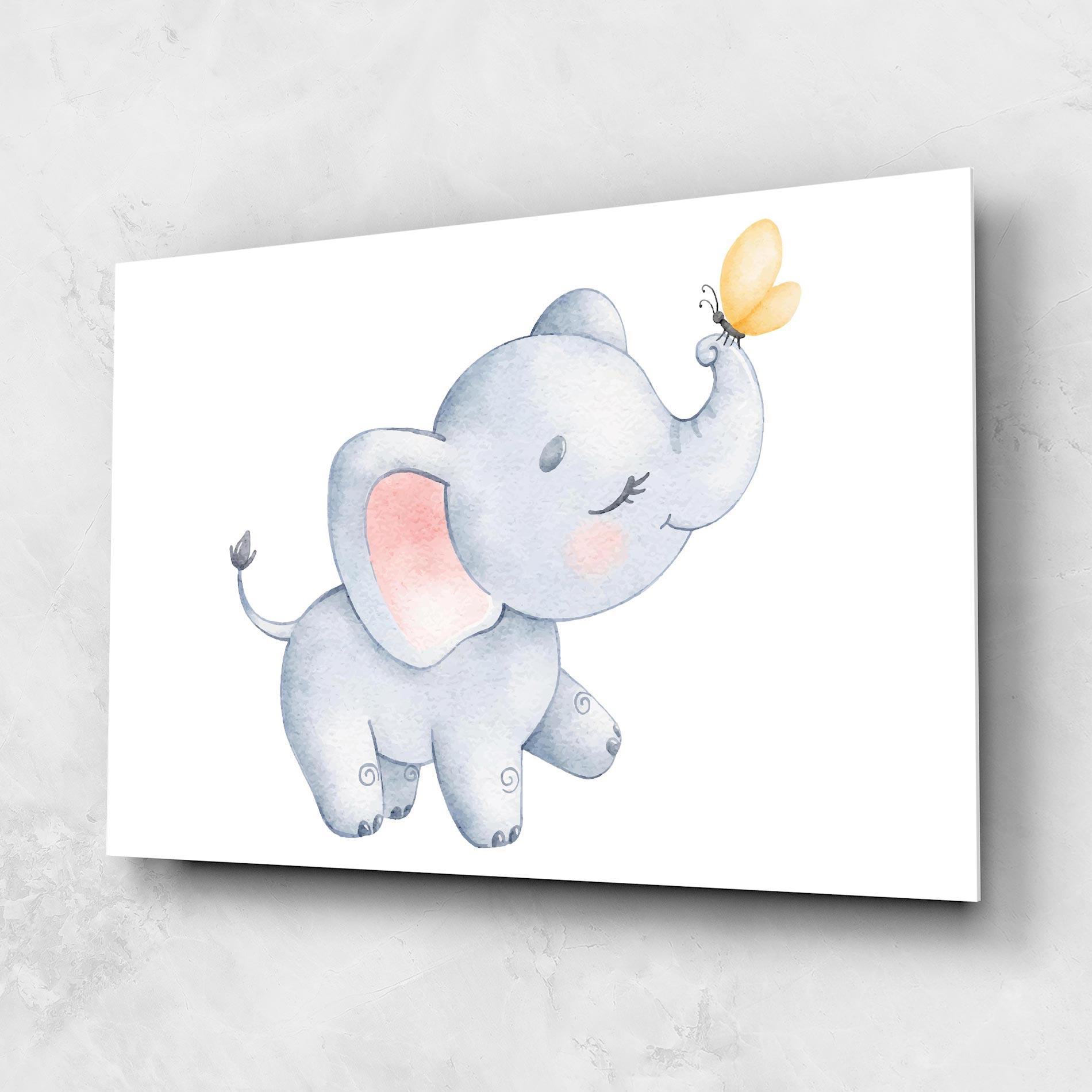Glasbild Elephant Butterfly mockup 1