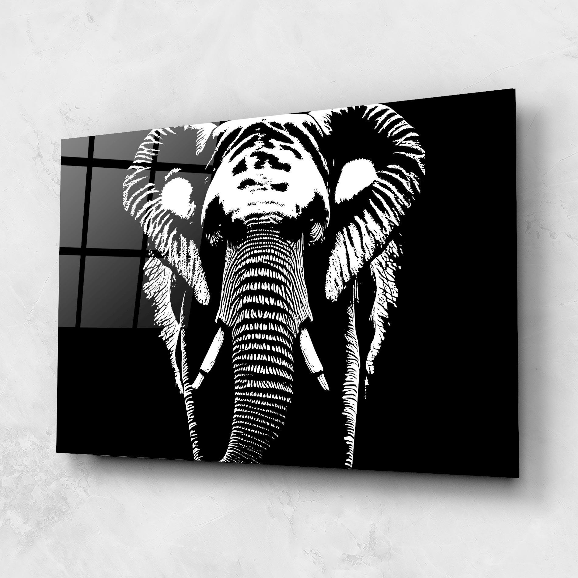 Glasbild Elephant Drawing mockup 1