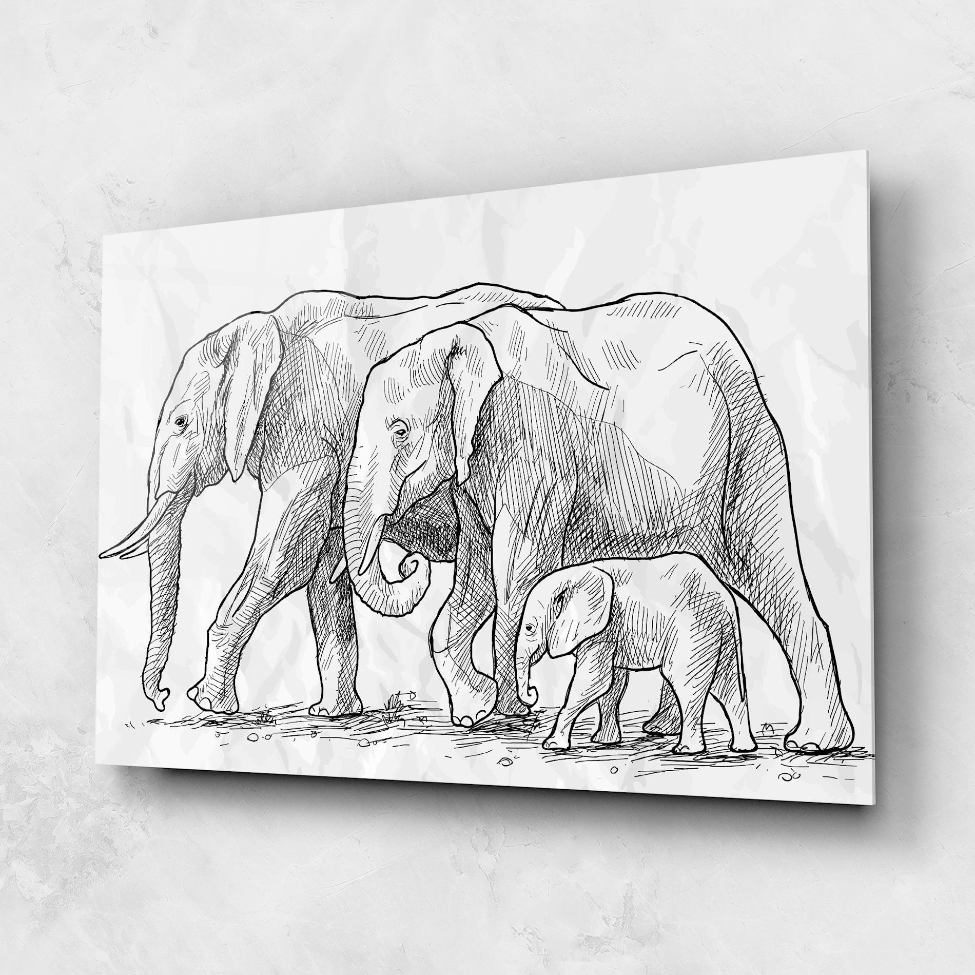 Glasbild Elephant Family mockup 1