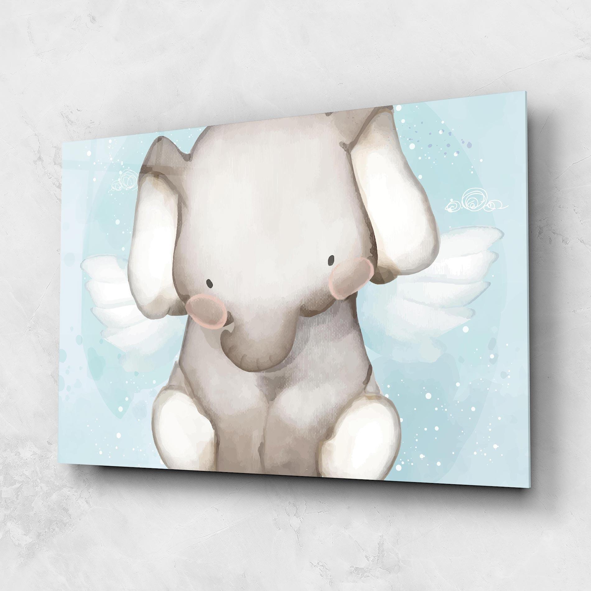 Glasbild Elephant On Blue mockup 1