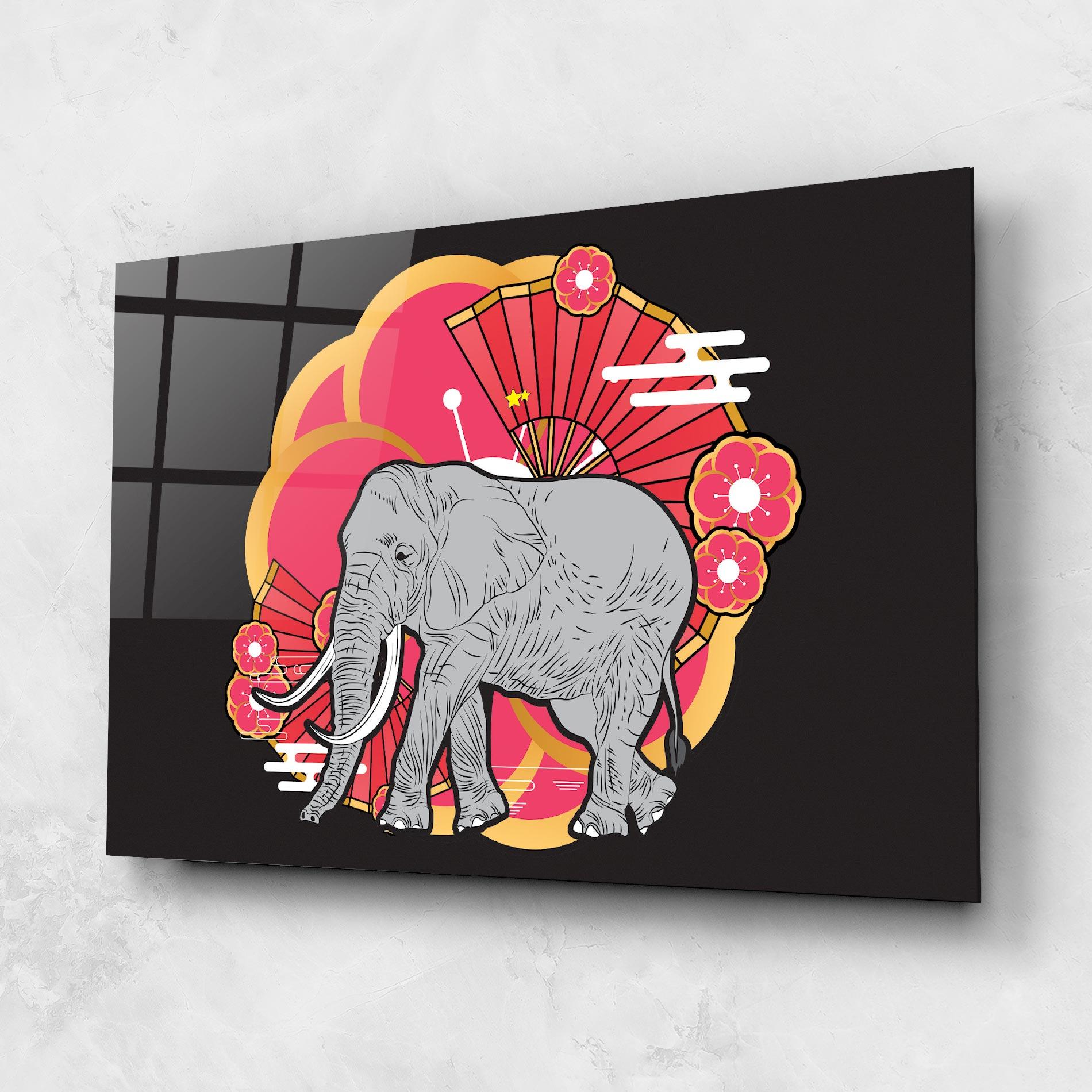 Glasbild Elephant On Pink mockup 1