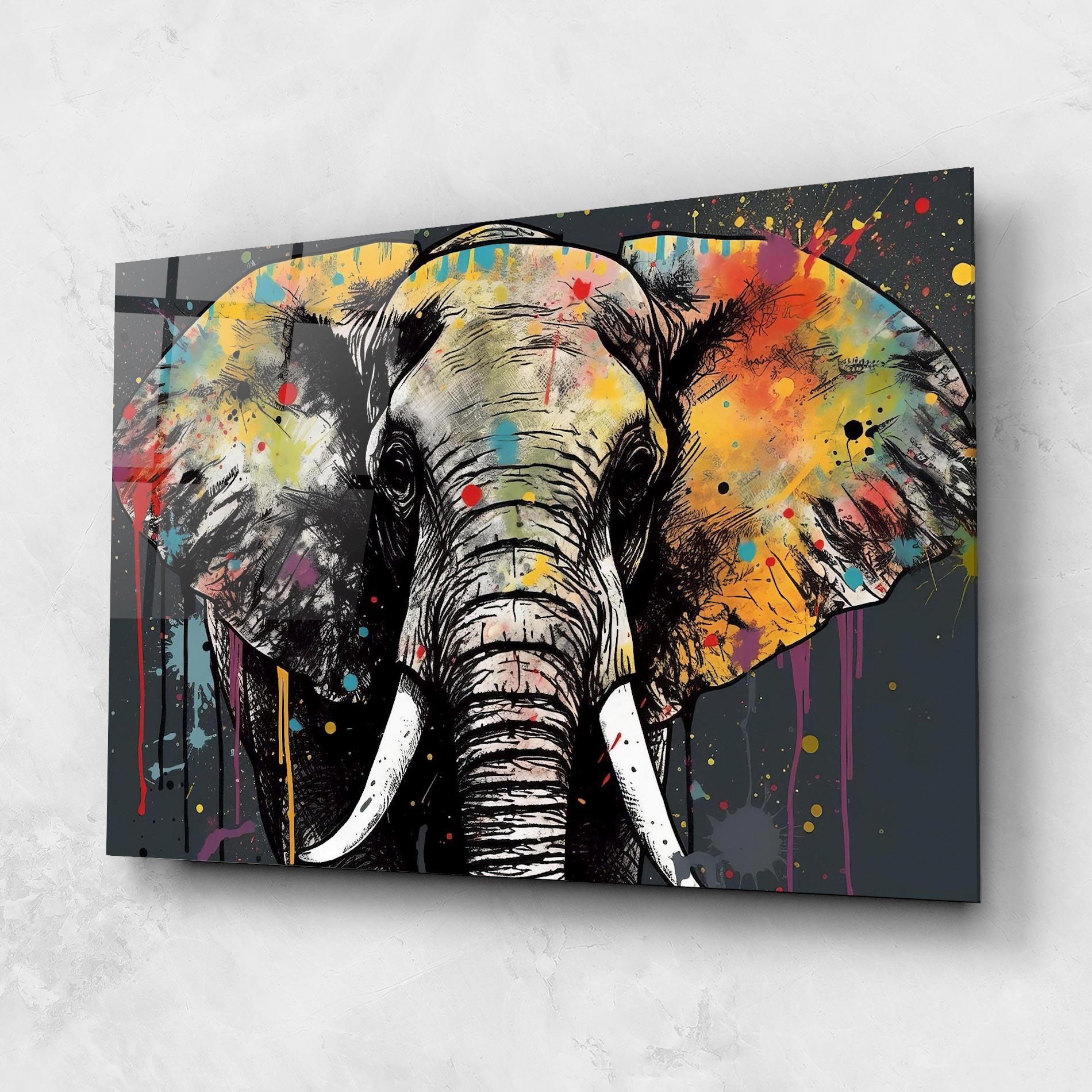 Glasbild Elephant Portrait Art mockup 1