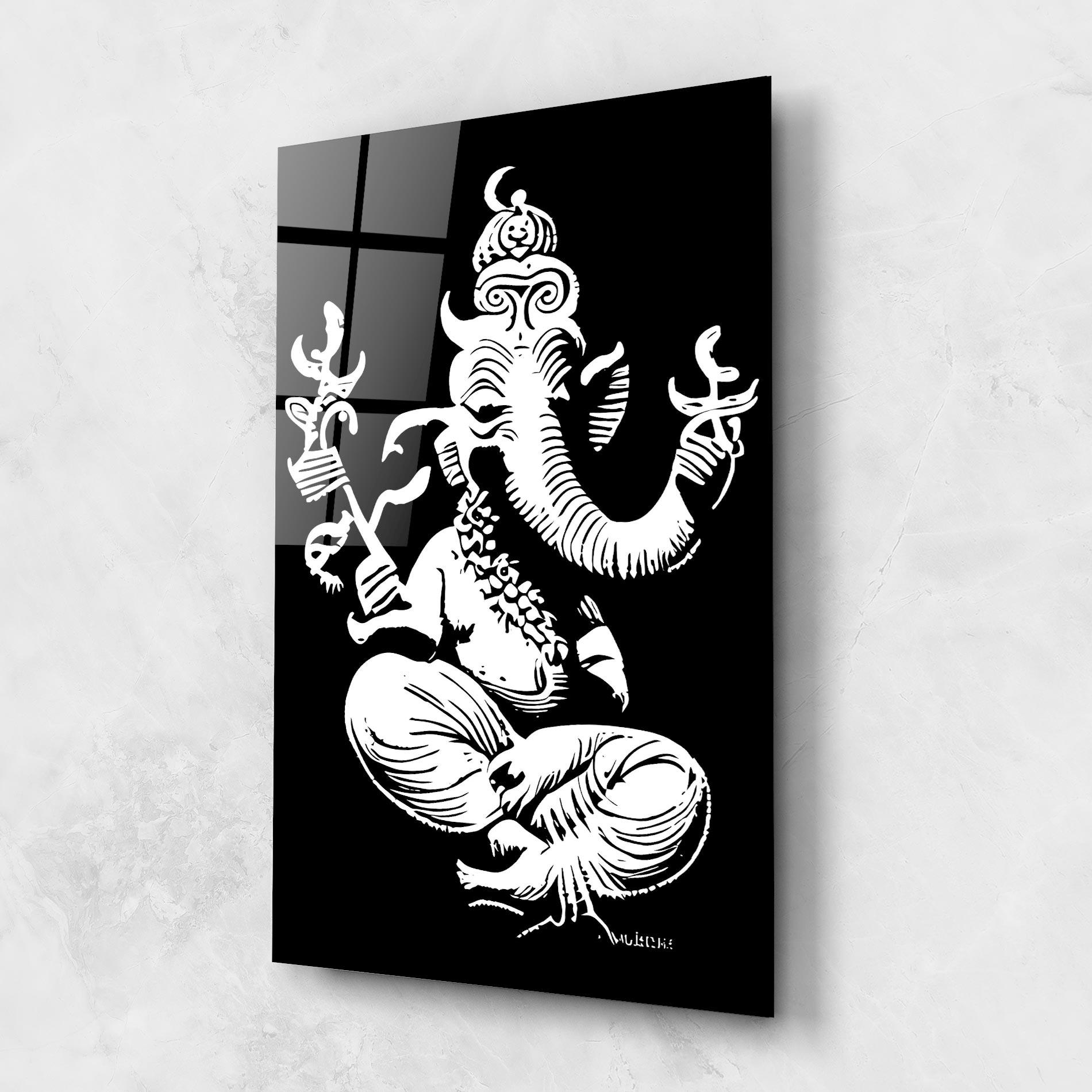 Glasbild Black And White Ganesha mockup 1