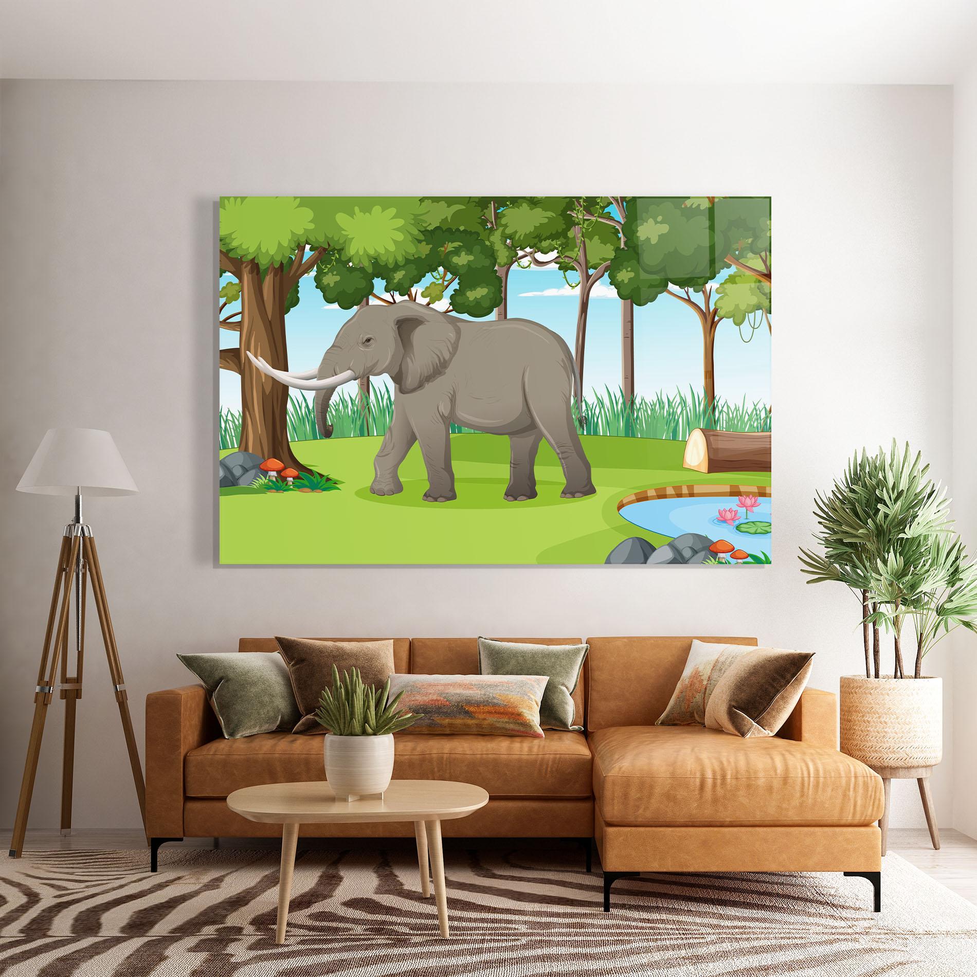 Glasbild Animated Elephant mockup 7