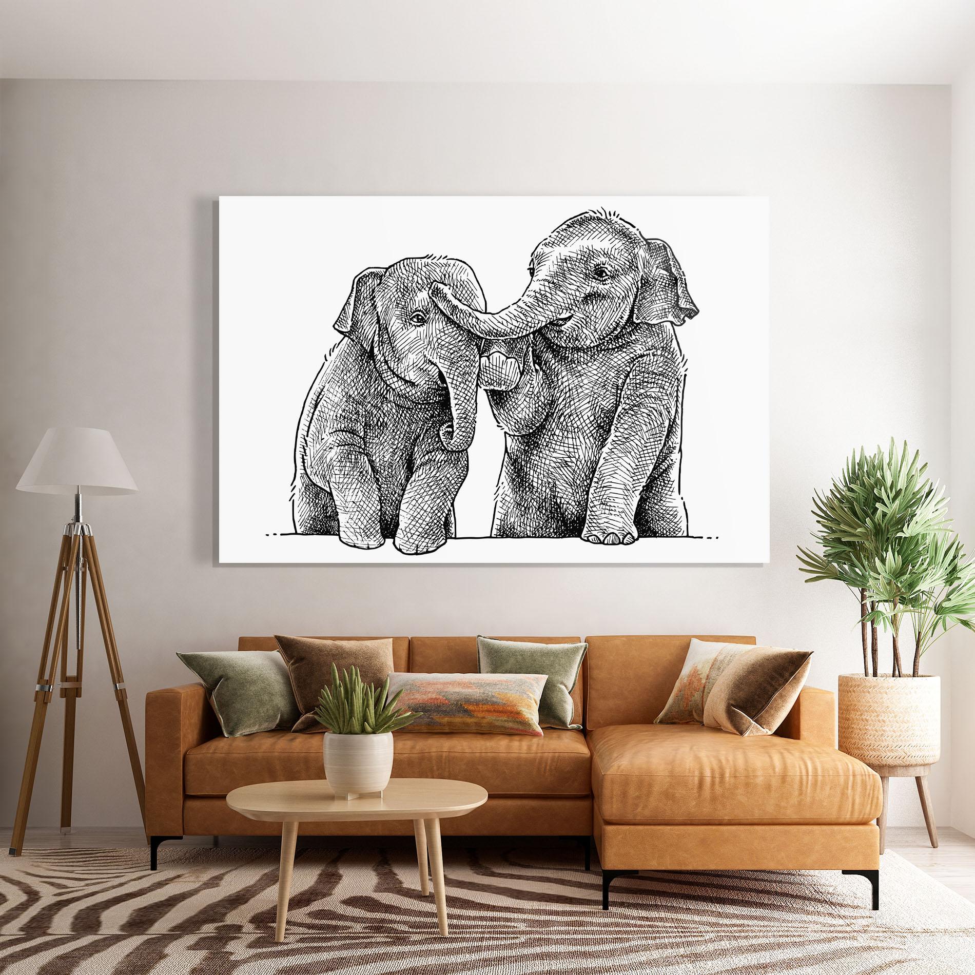 Glasbild Baby Elephants mockup 7