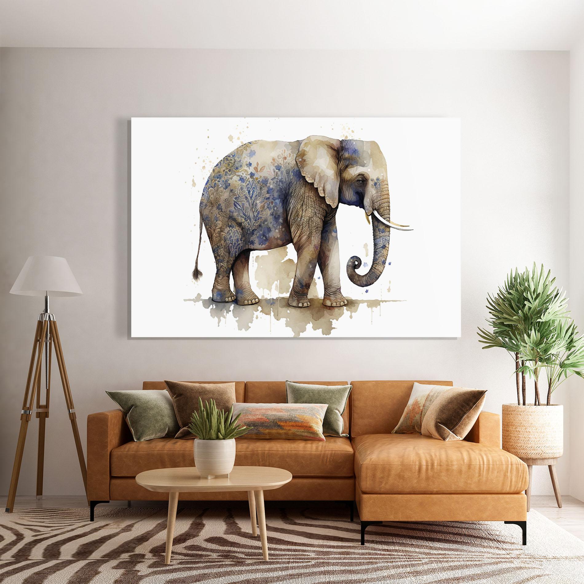 Glasbild Blue Grey Elephant mockup 7