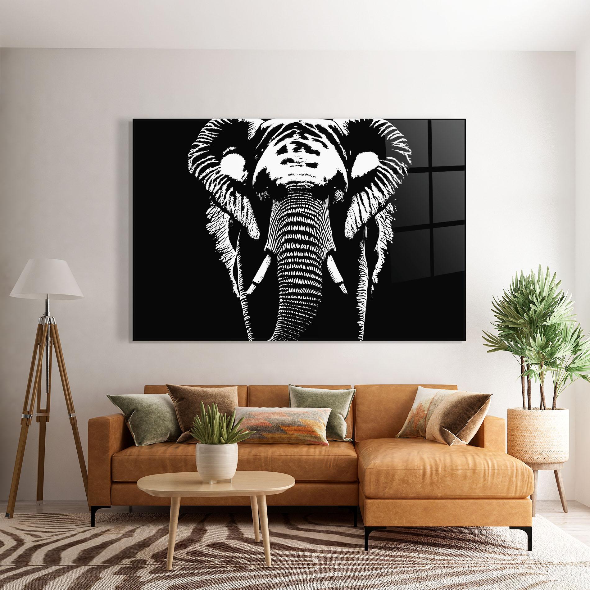 Glasbild Elephant Drawing mockup 7