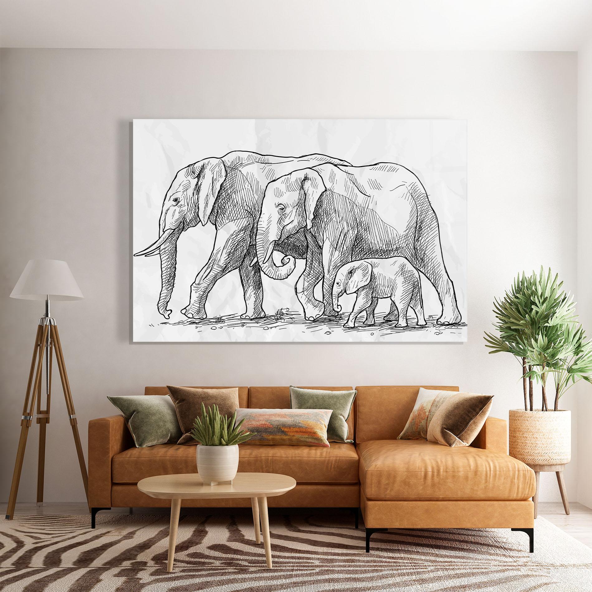 Glasbild Elephant Family mockup 7