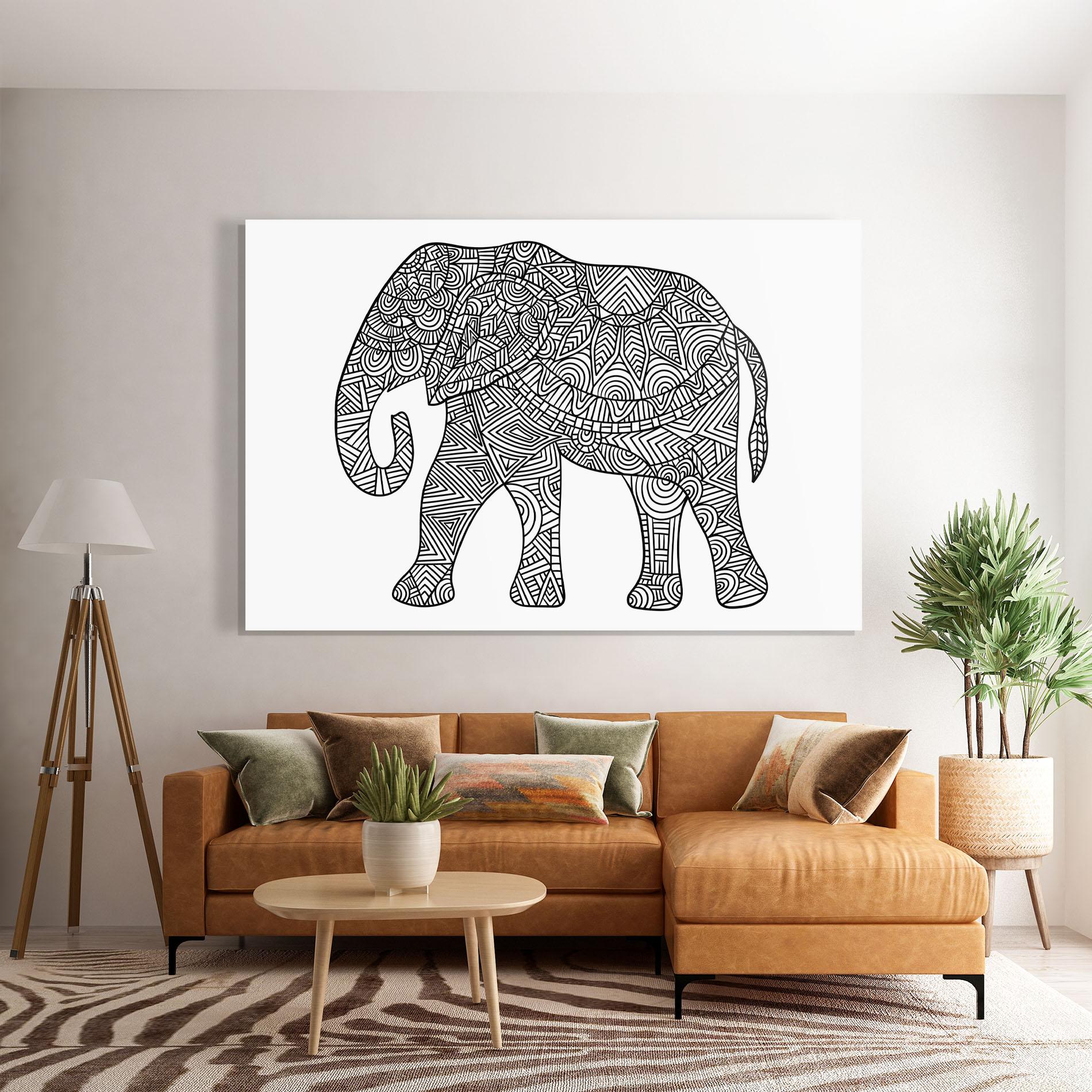 Glasbild Elephant Mandala mockup 7