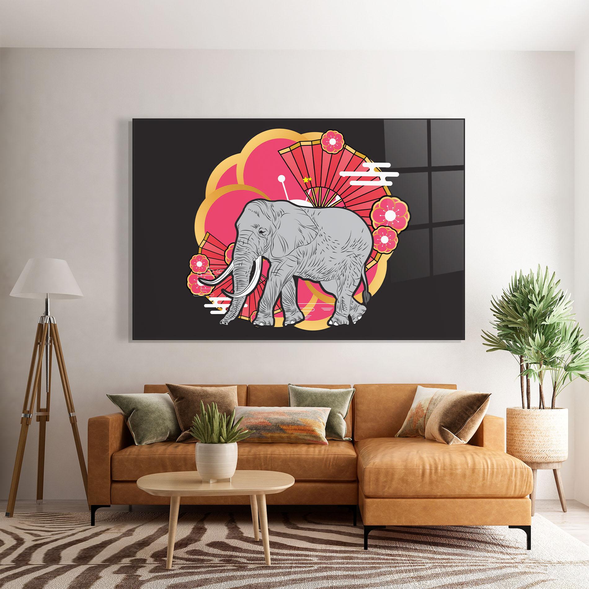 Glasbild Elephant On Pink mockup 7