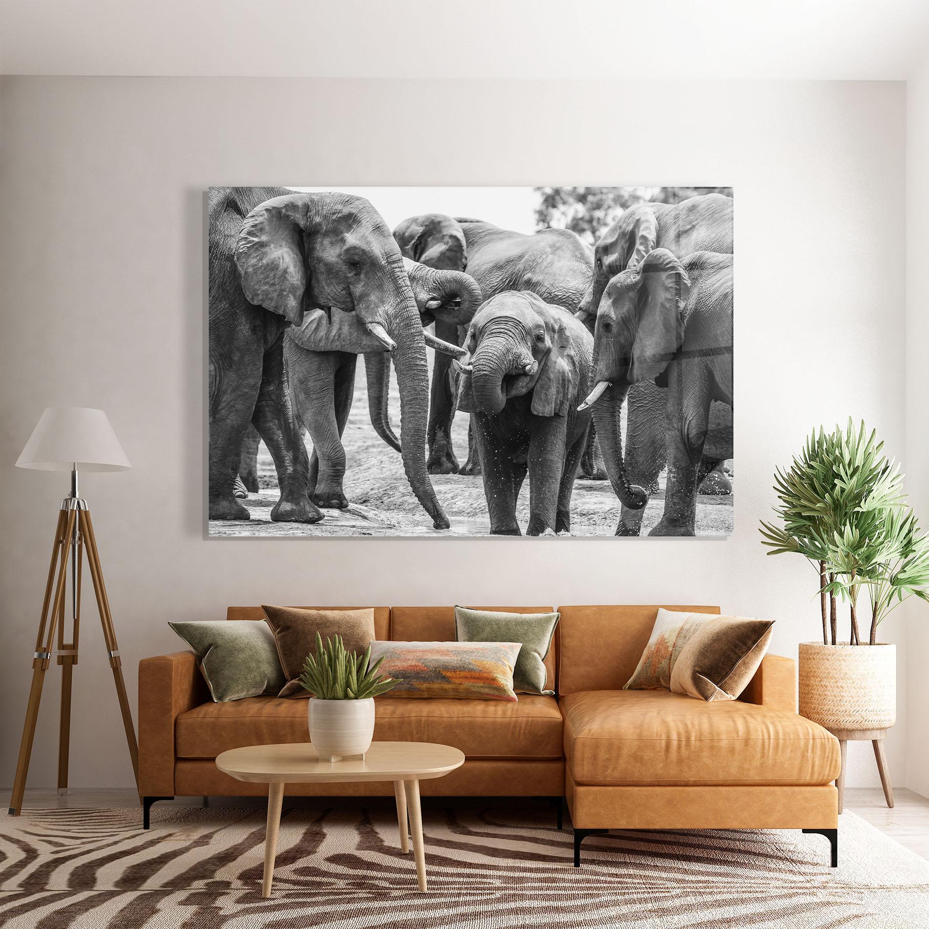Glasbild Elephant Playing mockup 7