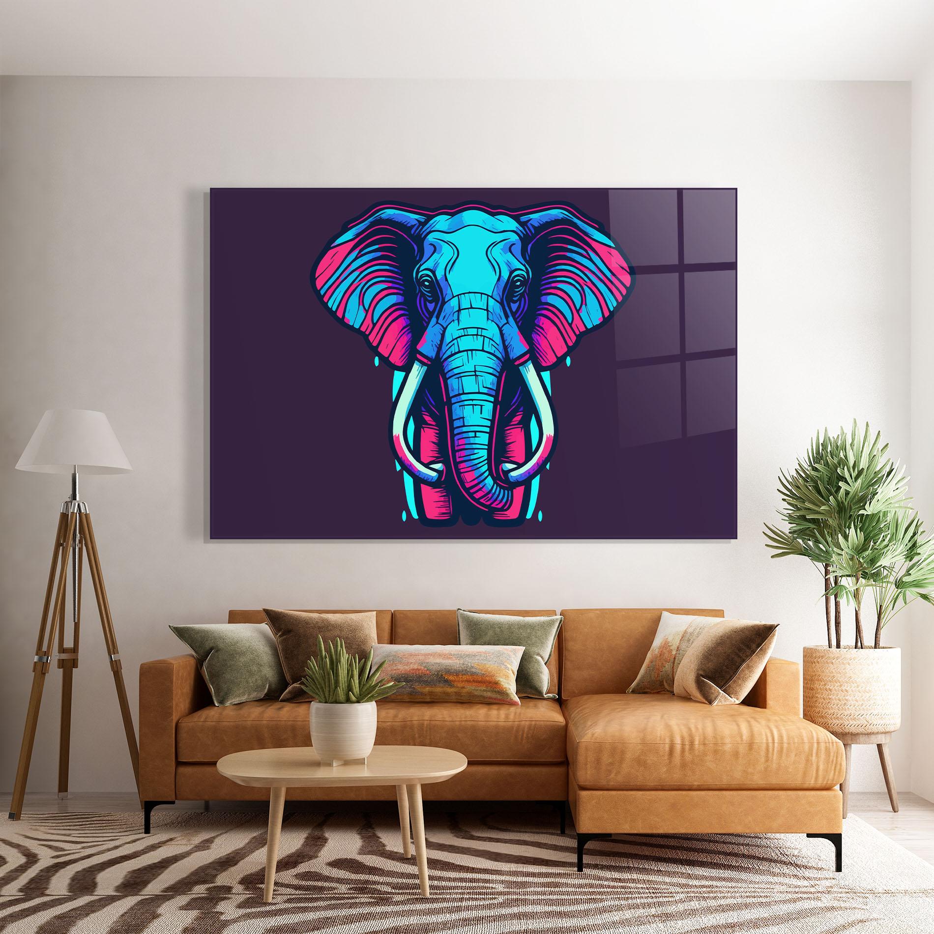 Glasbild Pink Blue Elephant mockup 7