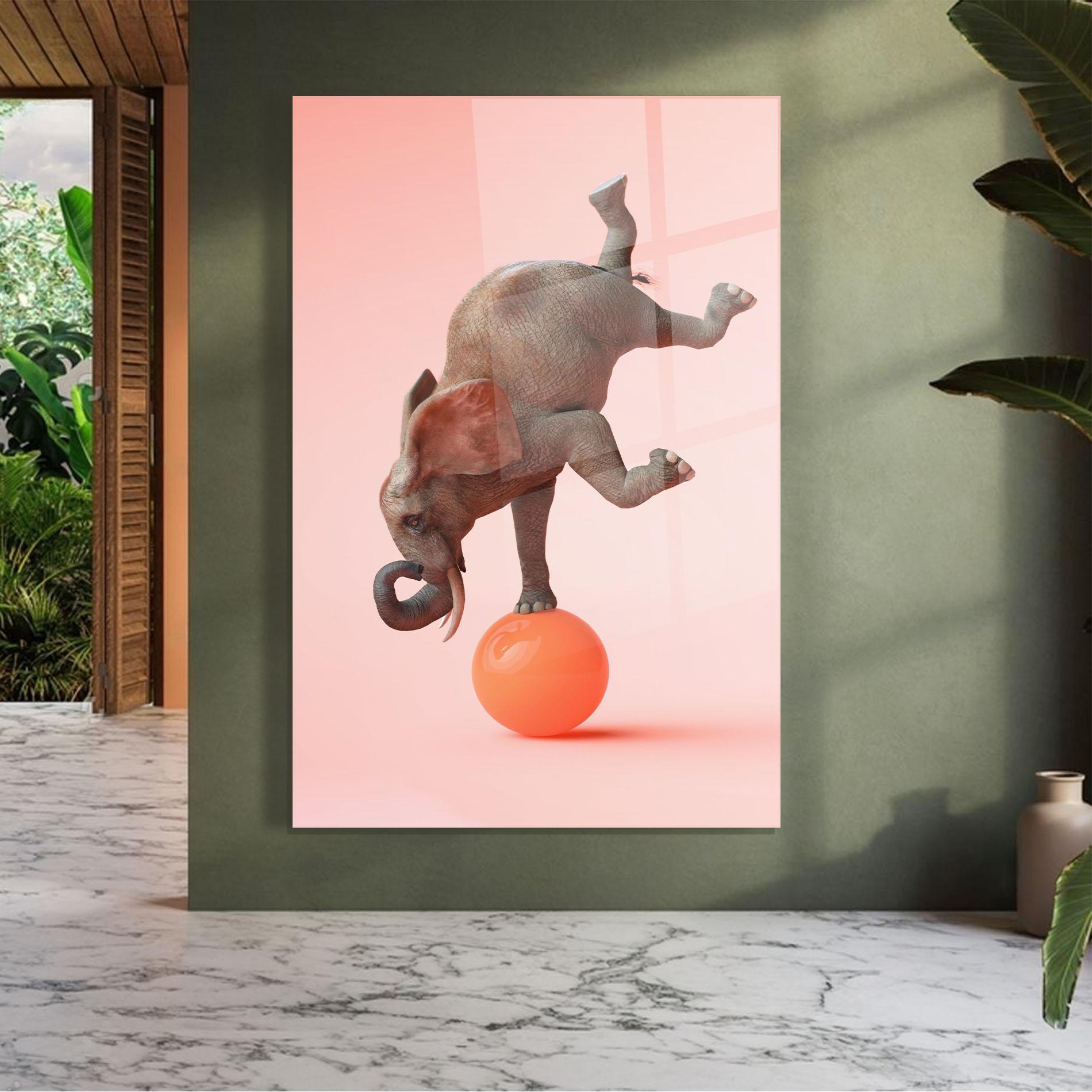 Glasbild Ball Elephant mockup 7
