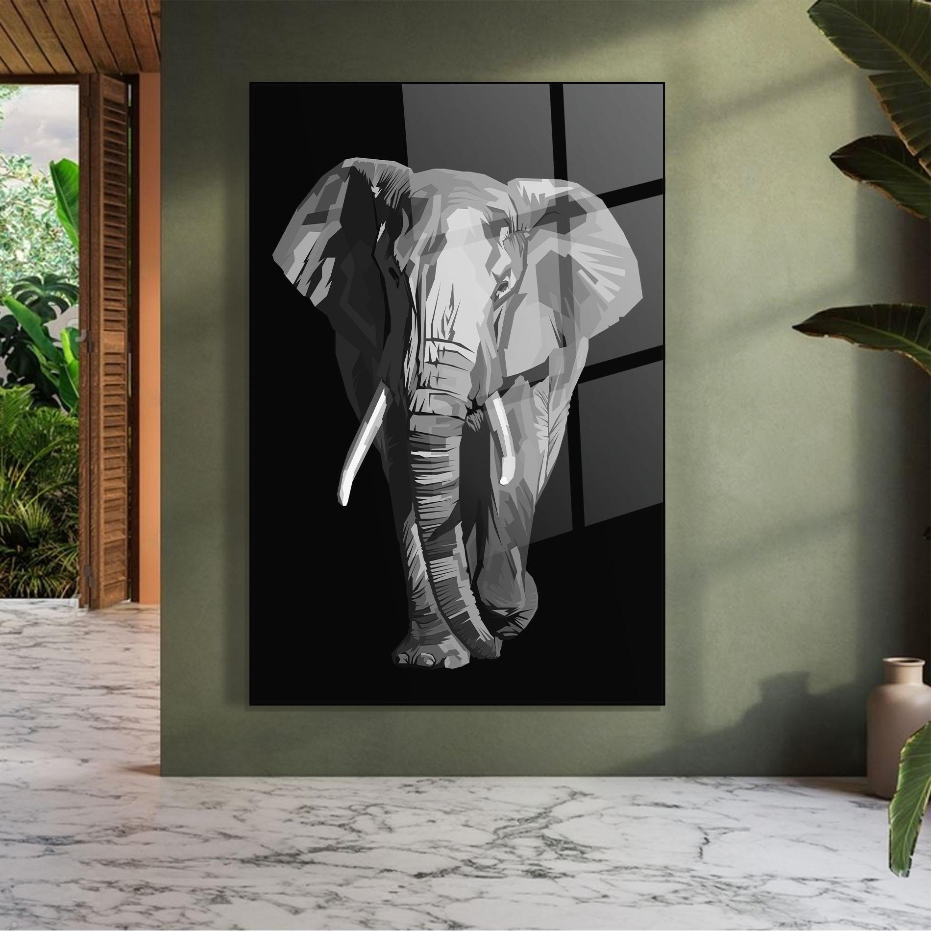Glasbild Beautiful Grey Elephant mockup 7