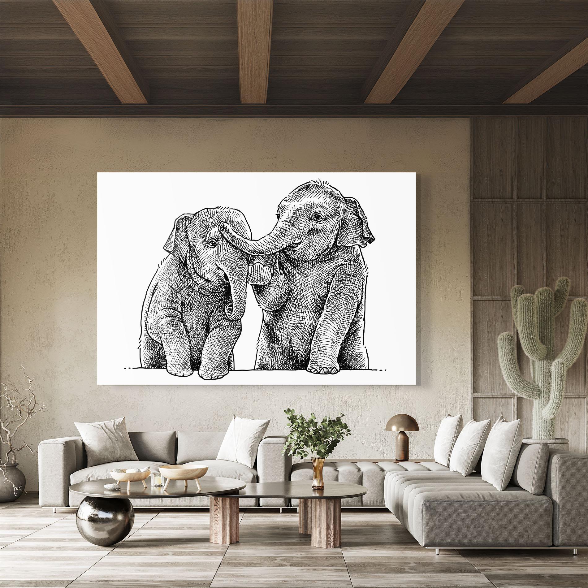 Glasbild Baby Elephants mockup 8