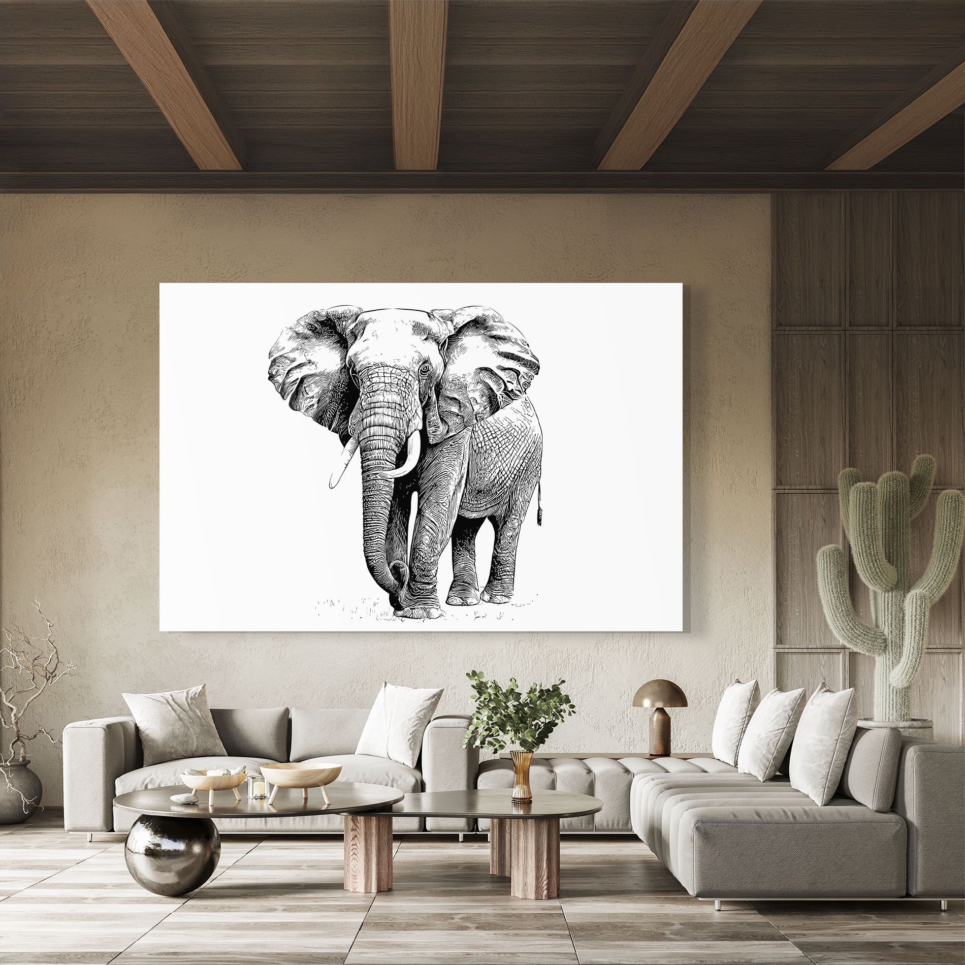 Black Lines Elephant mockup 8