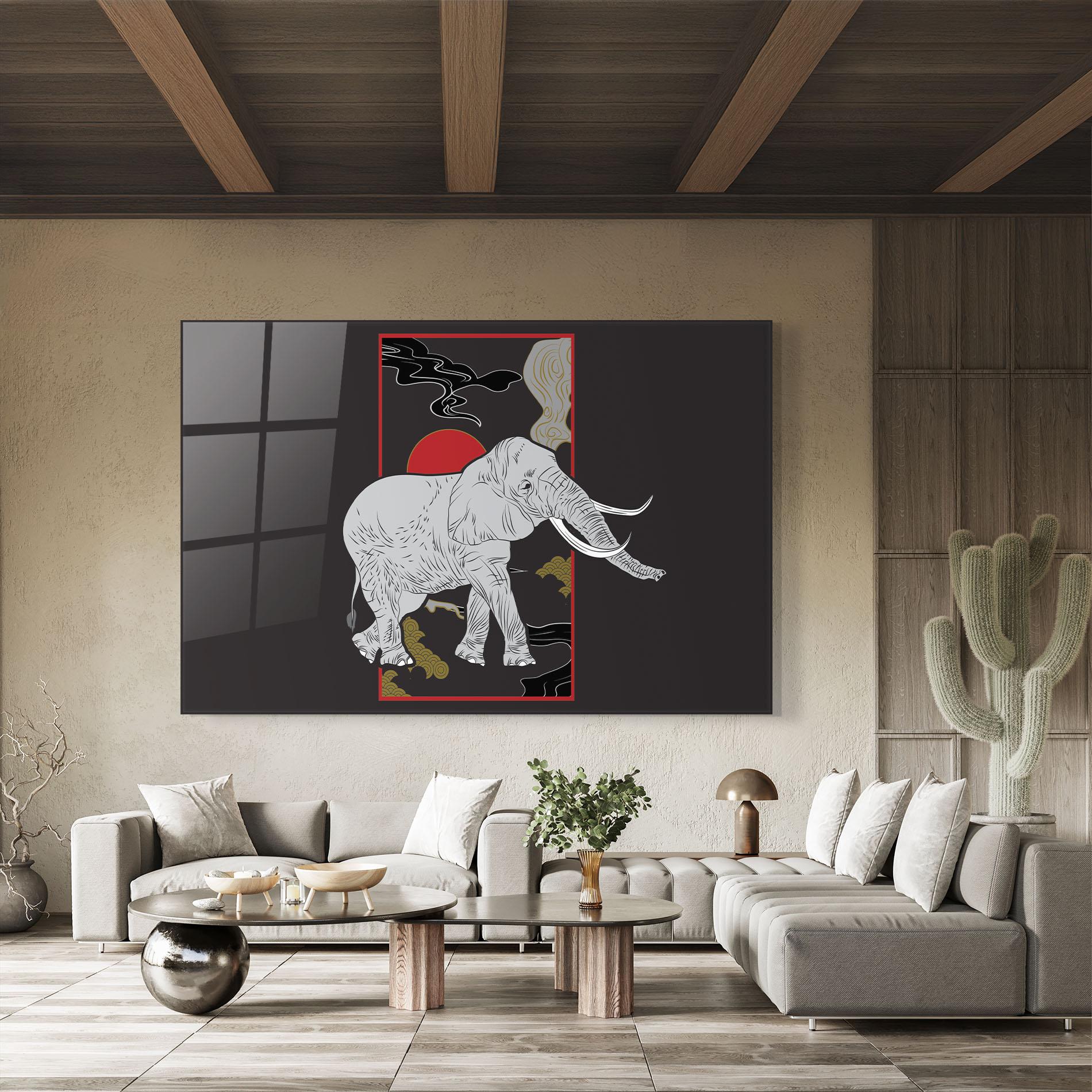 Glasbild Elephant Asia mockup 8