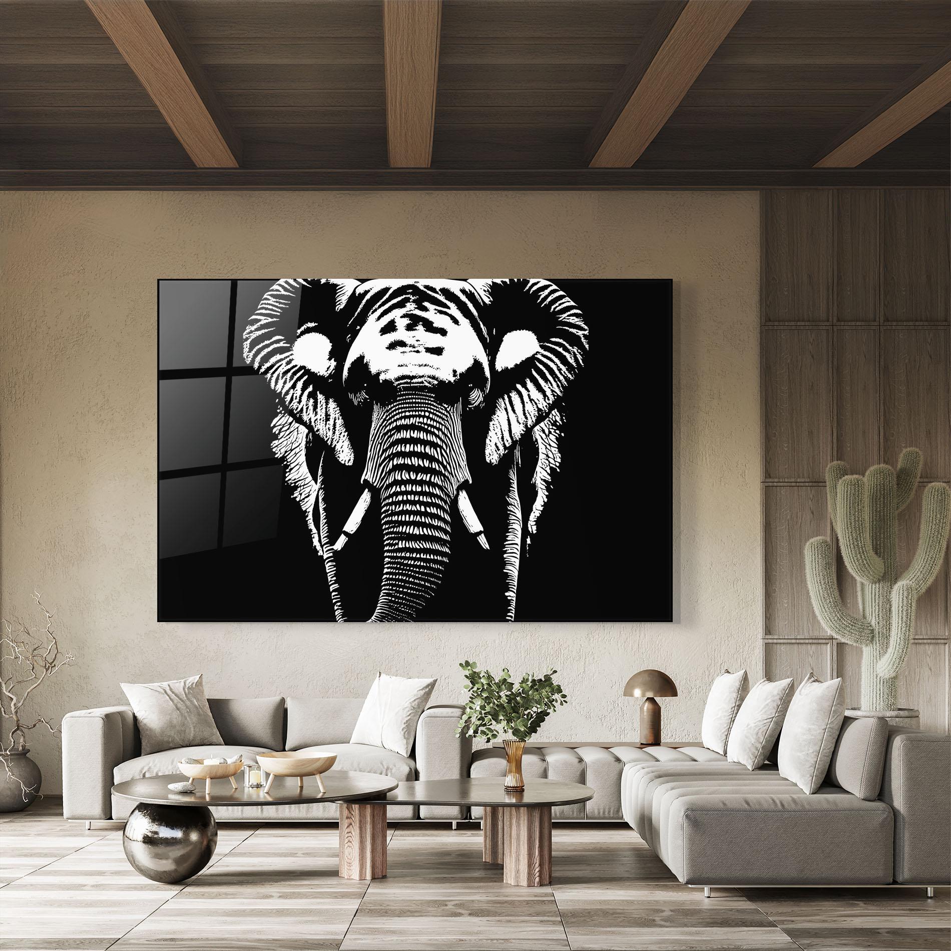 Glasbild Elephant Drawing mockup 8