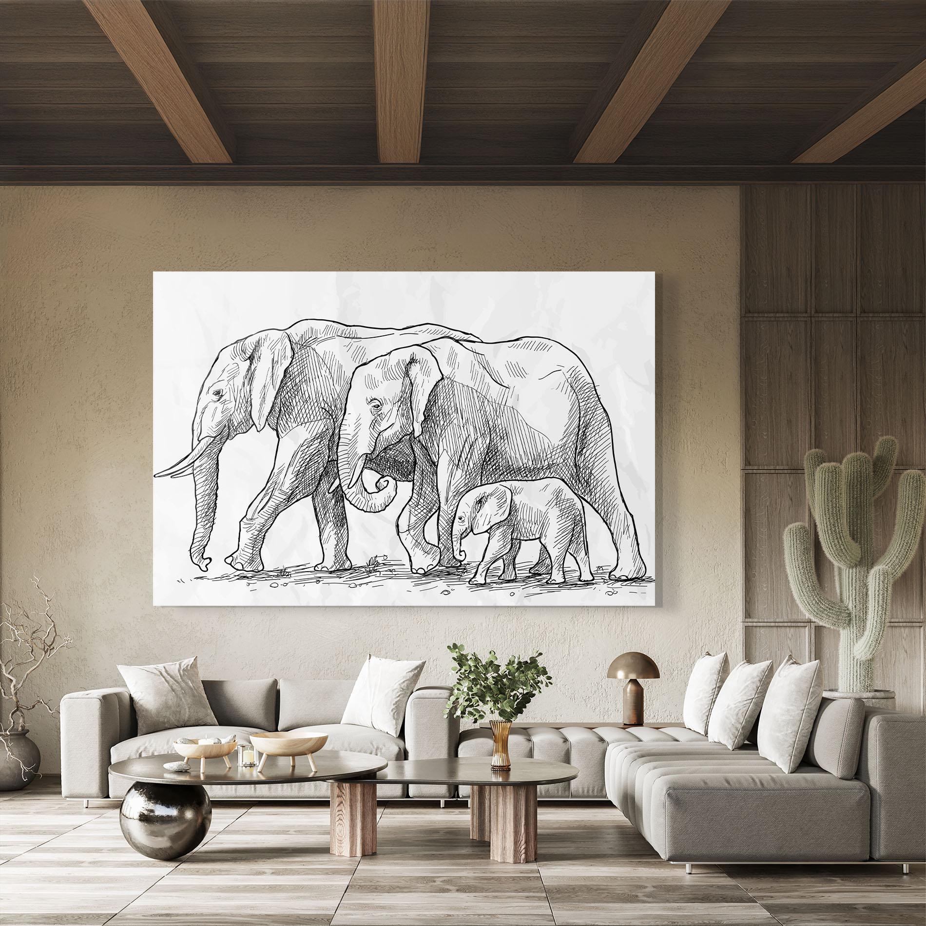 Glasbild Elephant Family mockup 8