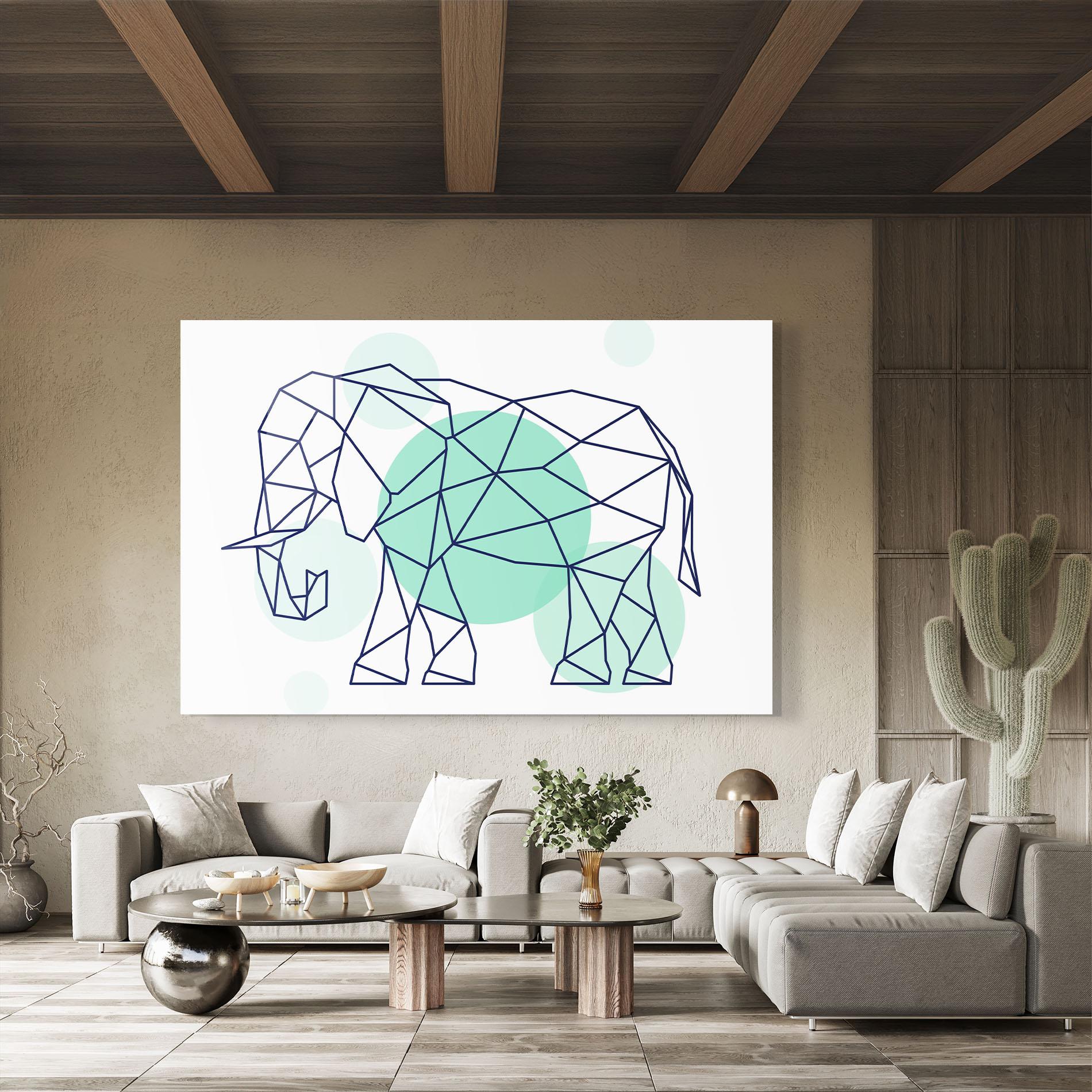 Glasbild Elephant Geometric mockup 8