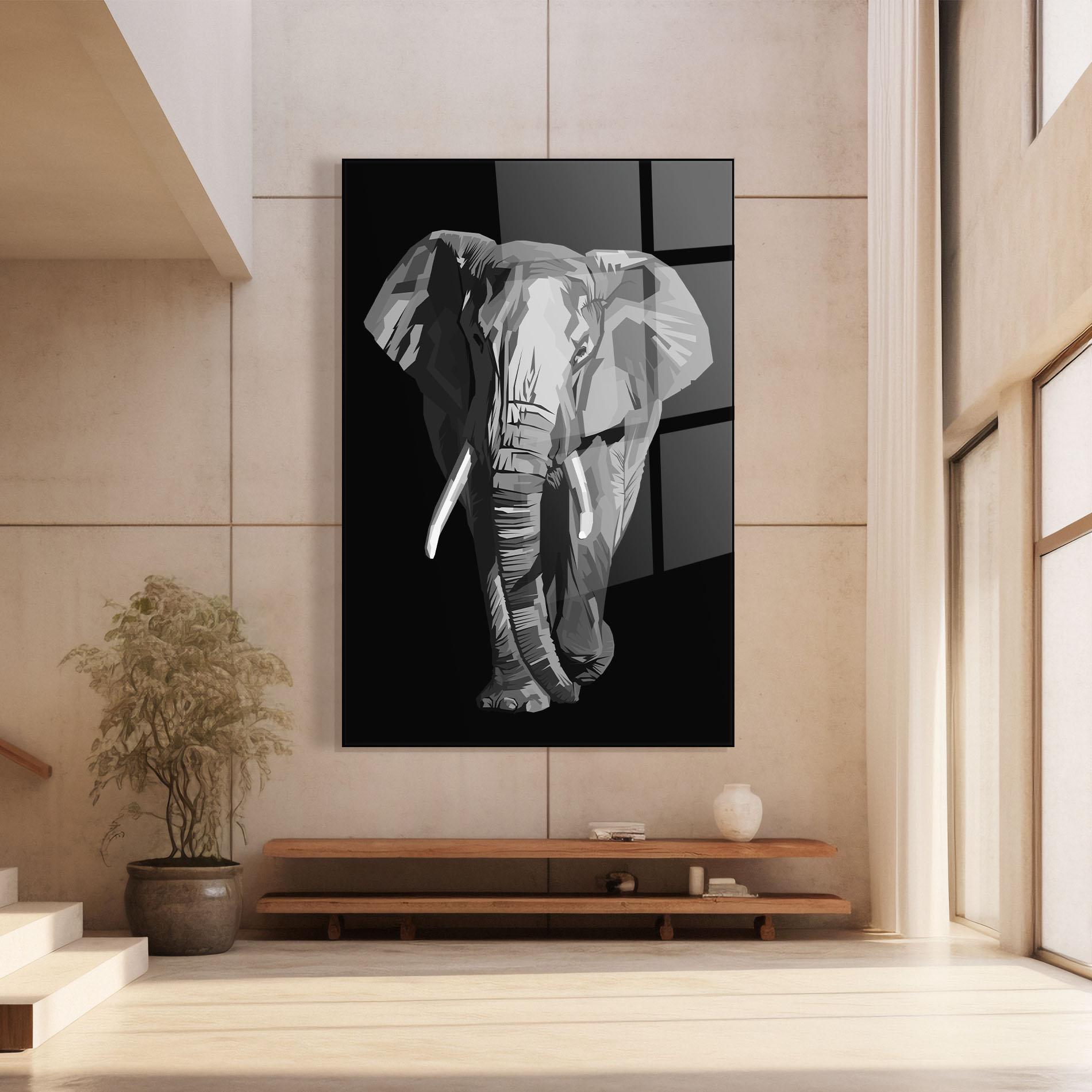 Glasbild Beautiful Grey Elephant mockup 8