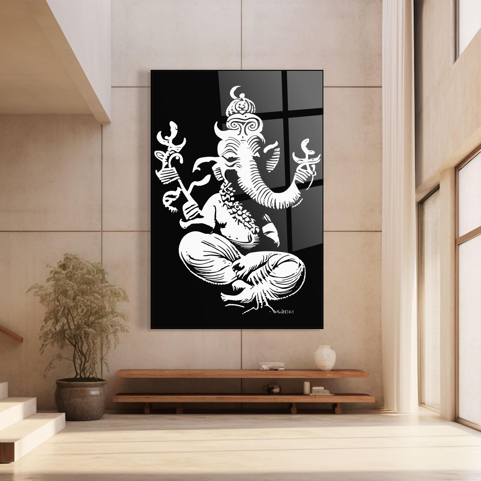 Glasbild Black And White Ganesha mockup 8