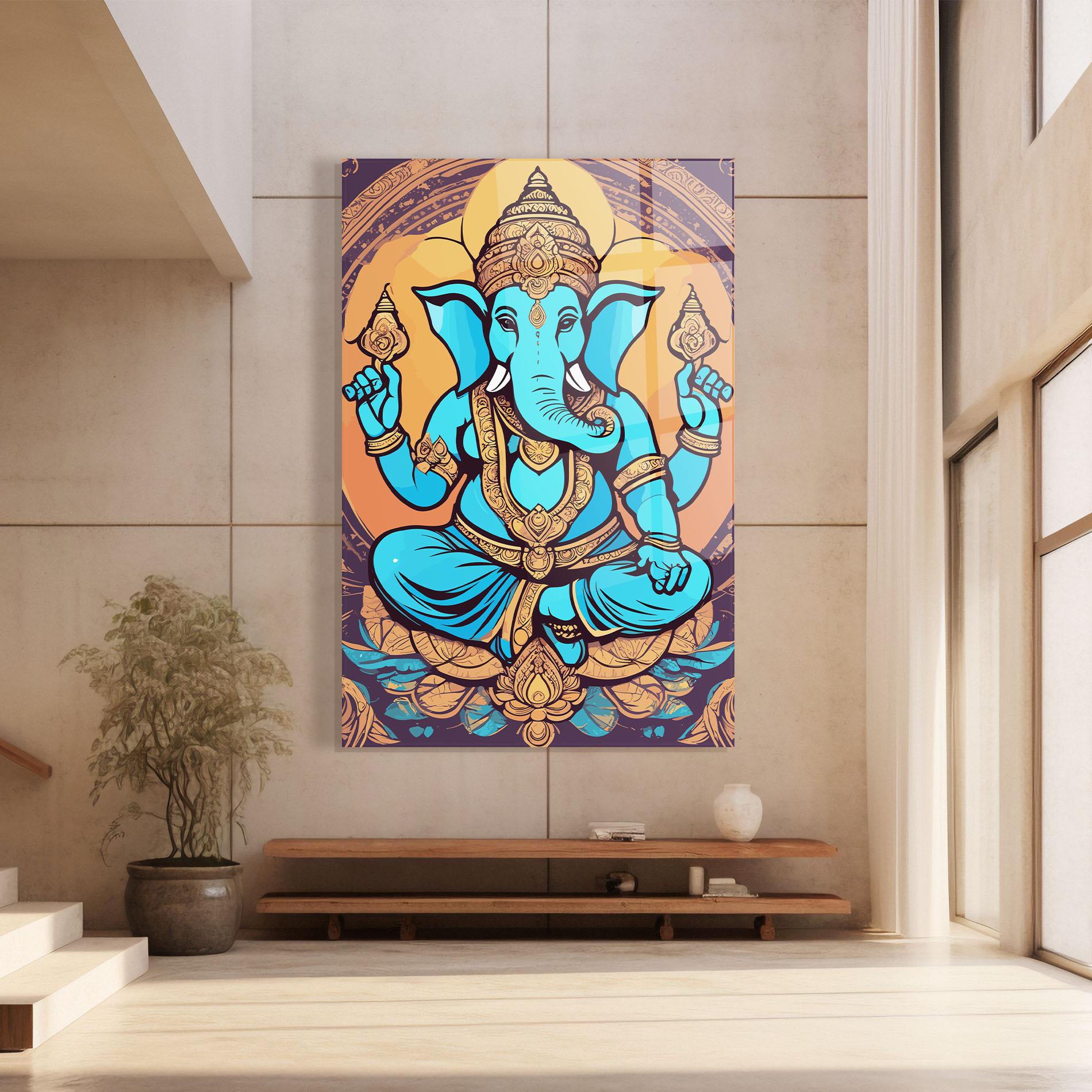 Glasbild Blue Elephant mockup 8