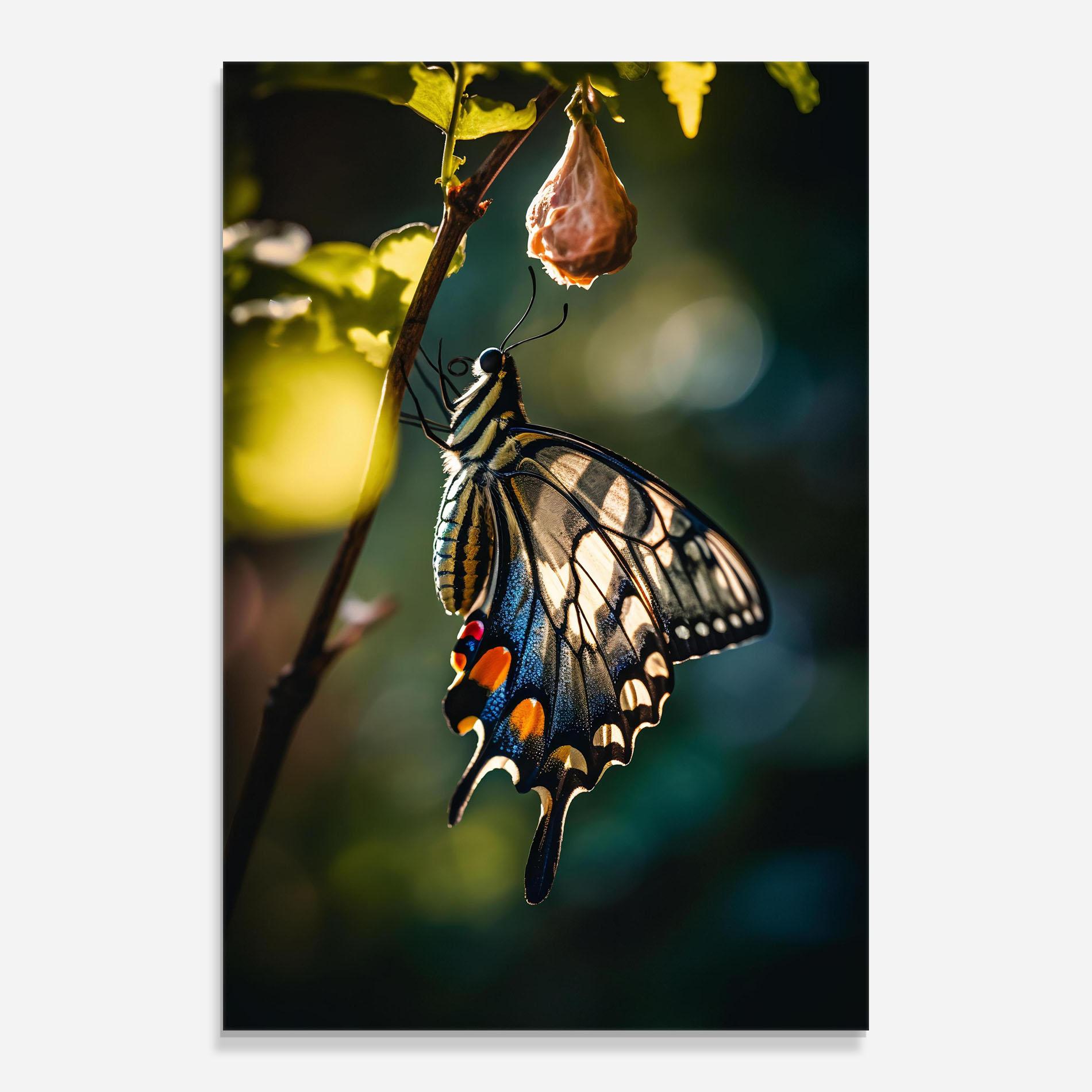 Glasbild Blue Cream Butterfly mockup 0