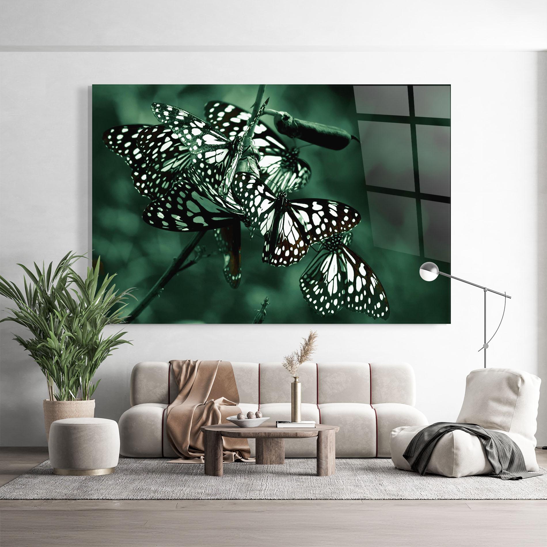 Glasbild Black White Butterflies mockup 9