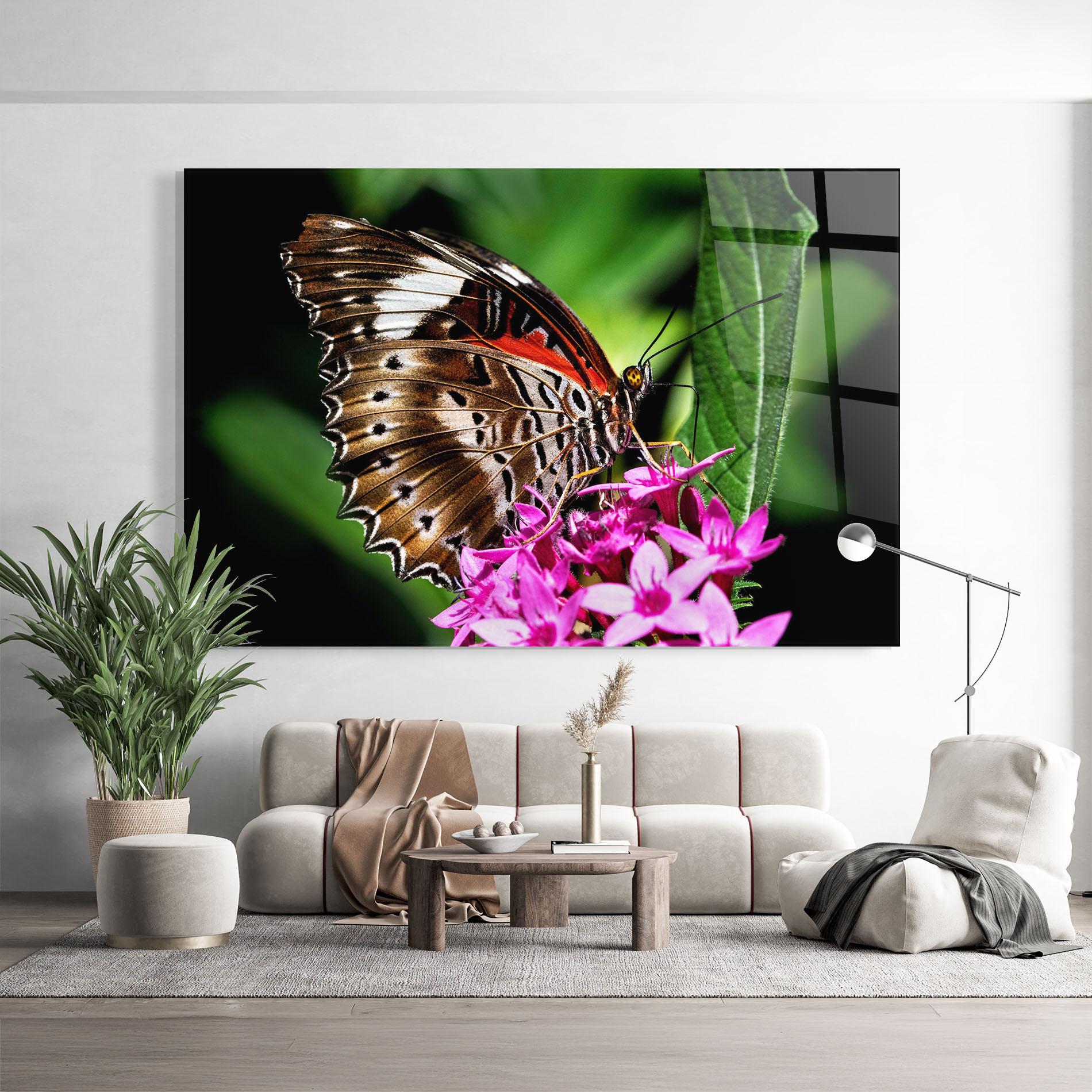 Glasbild Brown Red Butterfly mockup 9