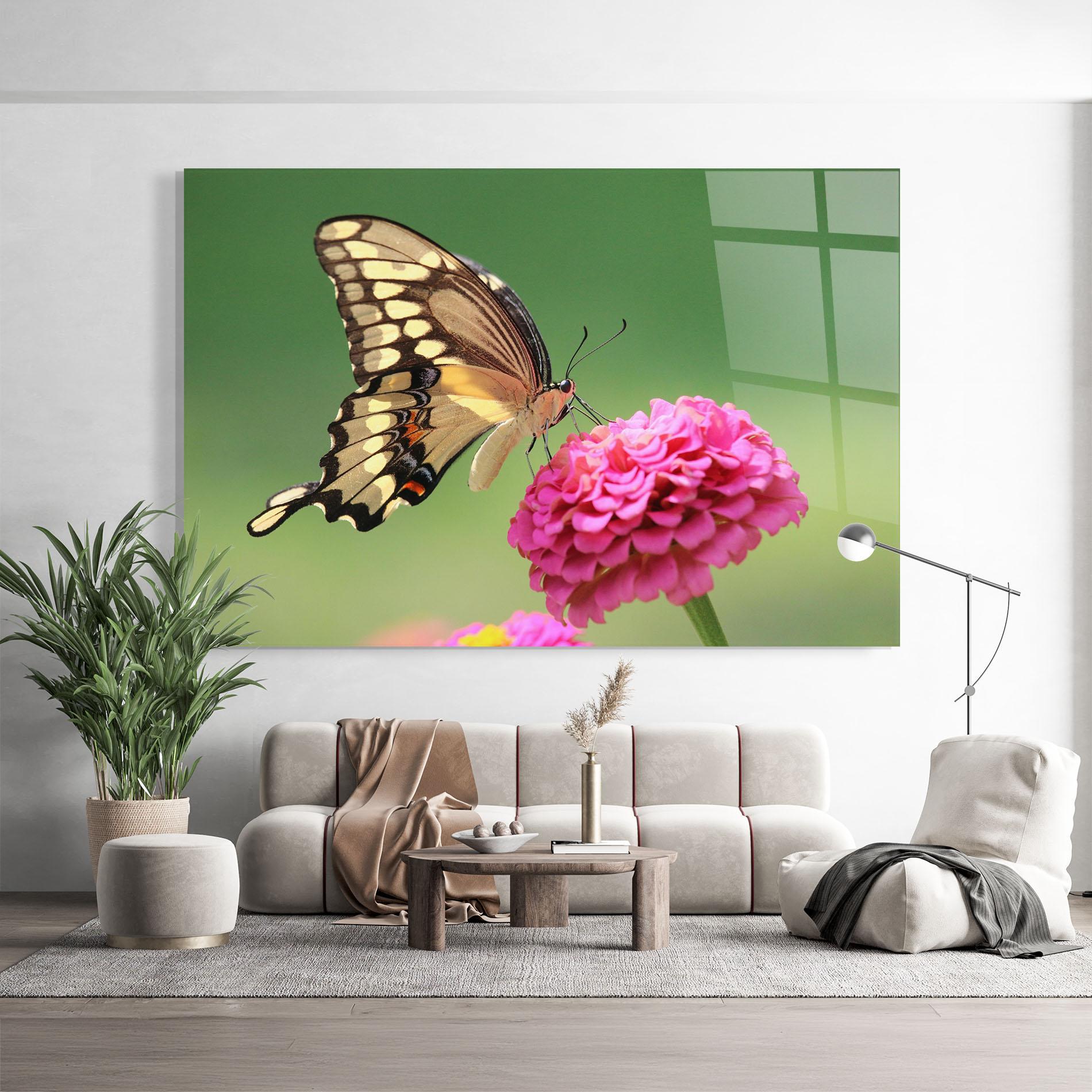 Glasbild Cute Cream Butterfly mockup 9