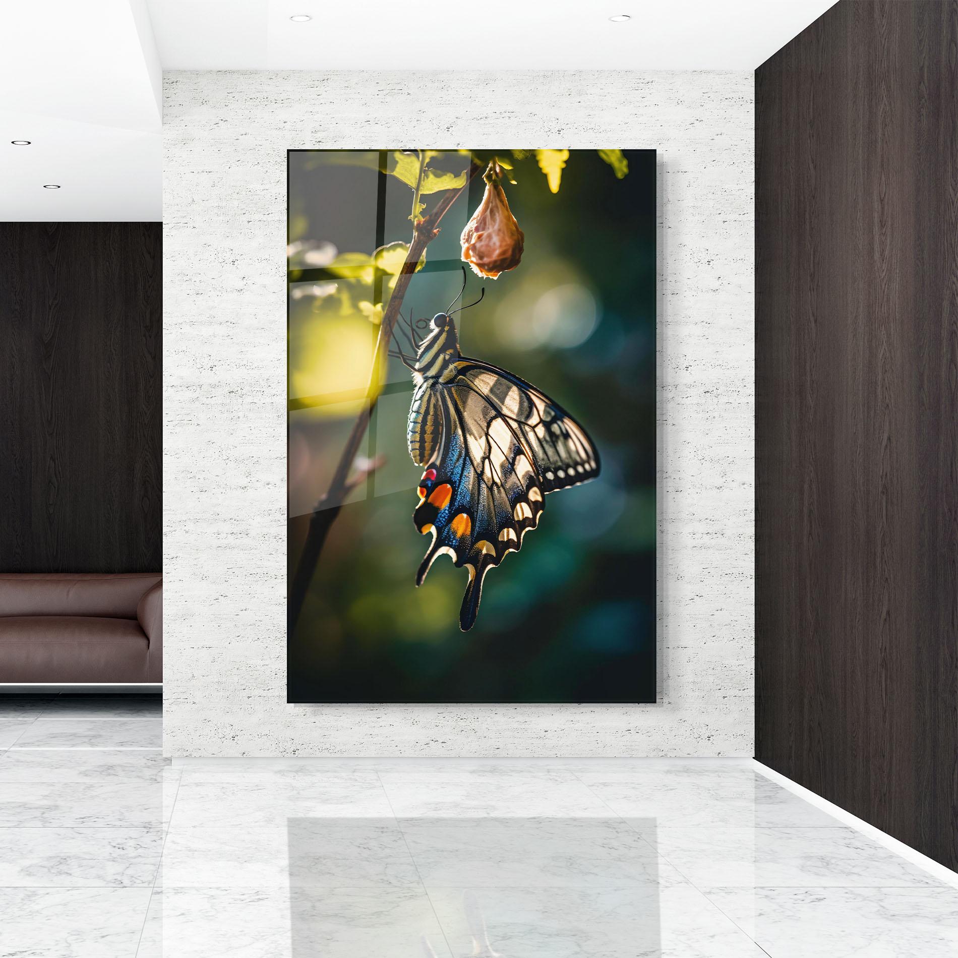 Glasbild Blue Cream Butterfly mockup 9