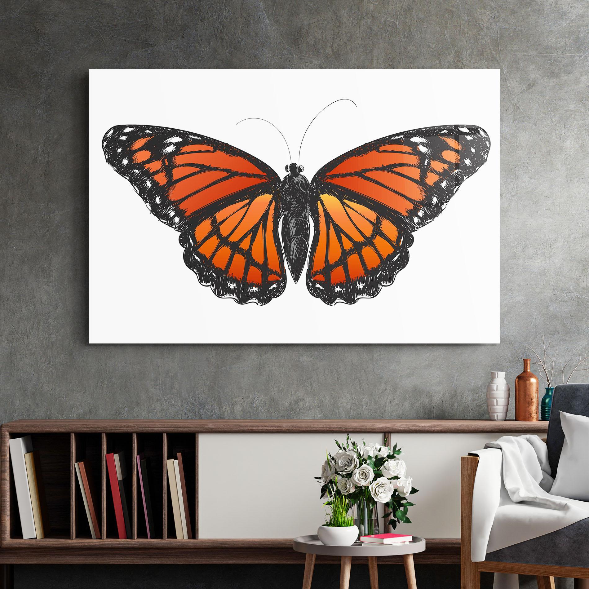 Glasbild Beautiful Orange Butterfly mockup 2